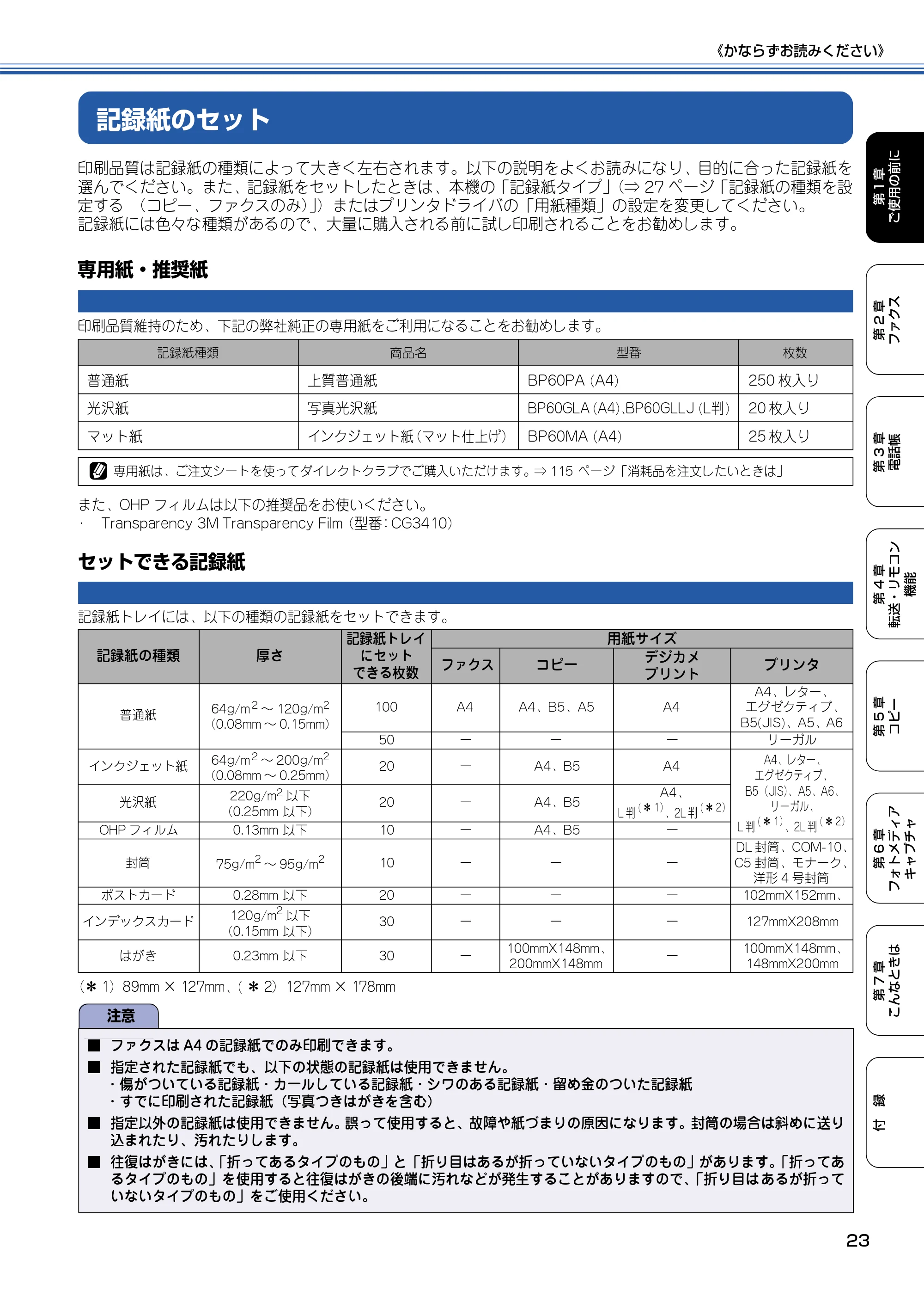 ブラザー MFC-425CN 取扱説明書（本体） — 記録紙のセット — 原本ページ — 24ページ