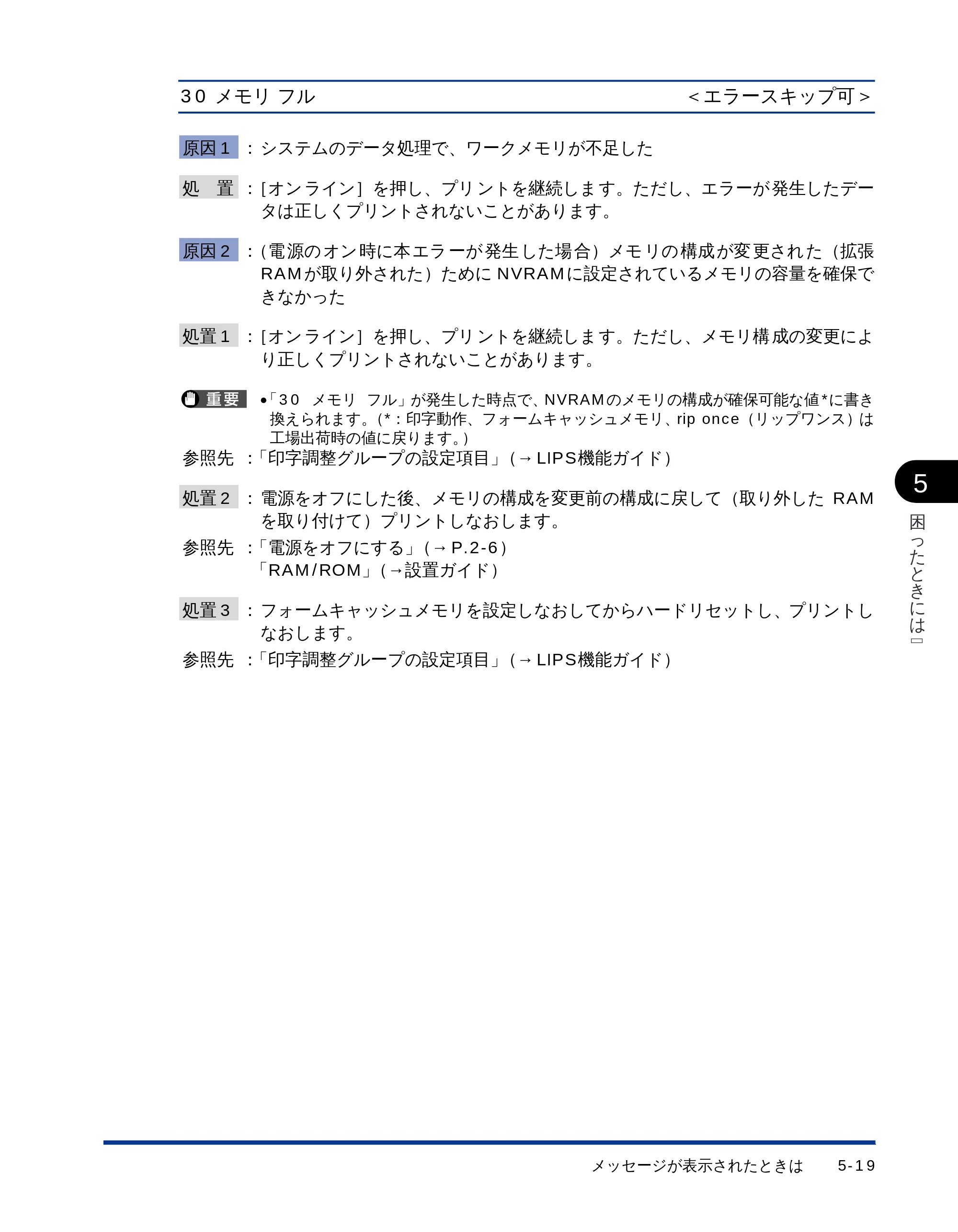 キヤノン LBP-1710 ユーザーズガイド （PDF形式／5.03Mバイト） — 30 メモリフル＜エラースキップ可＞ — 原本ページ — 135ページ