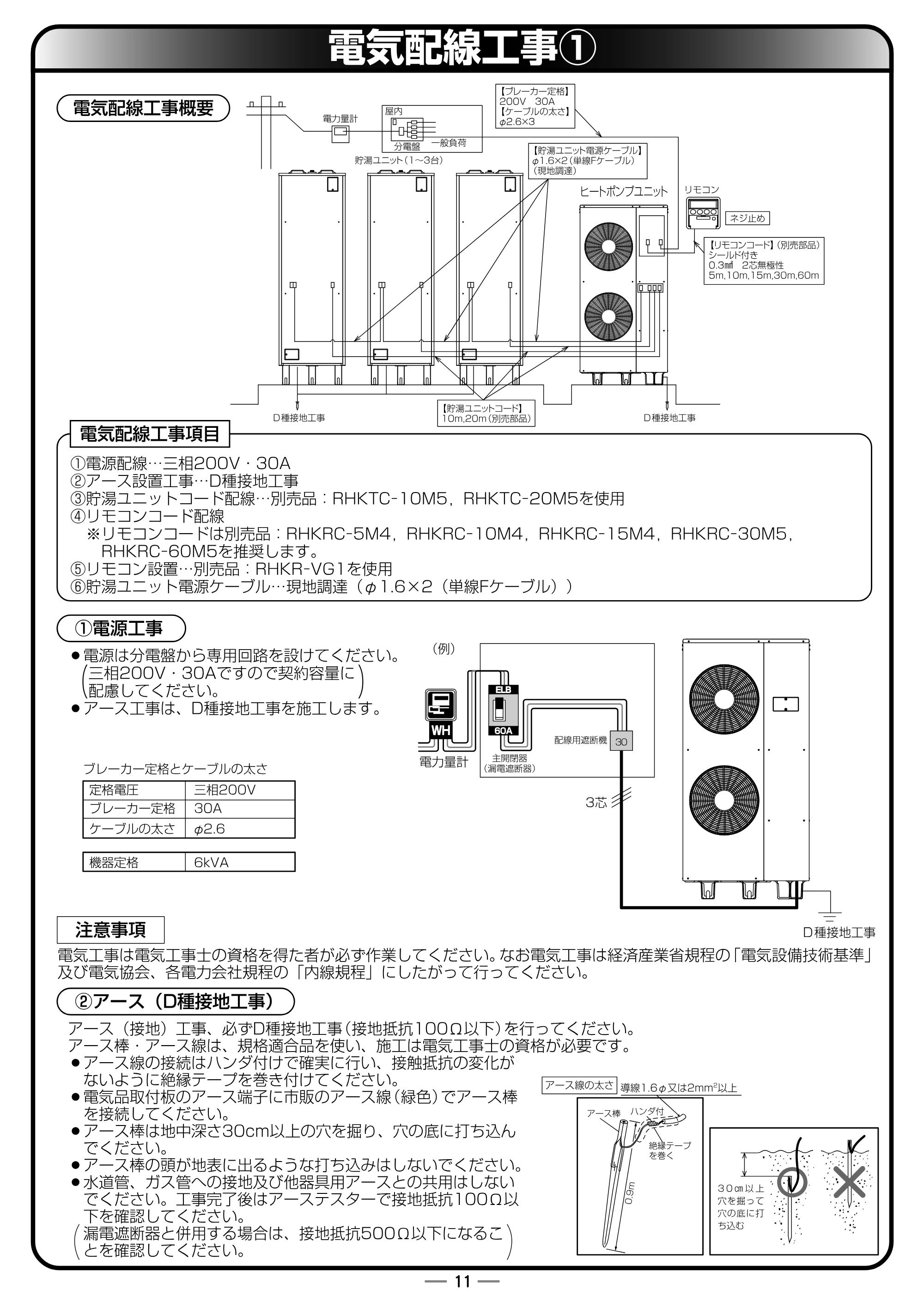 日立 RHK-15YJK 据付説明書 — 原本ページ — 11ページ