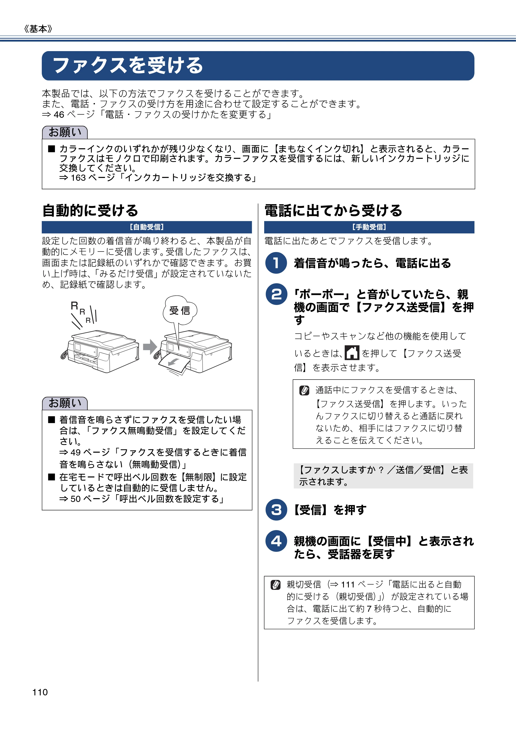 ブラザー MFC-J980DN / MFC-J980DWN ユーザーズガイド ～基本編～ — ファクスを受ける — 原本ページ — 110ページ