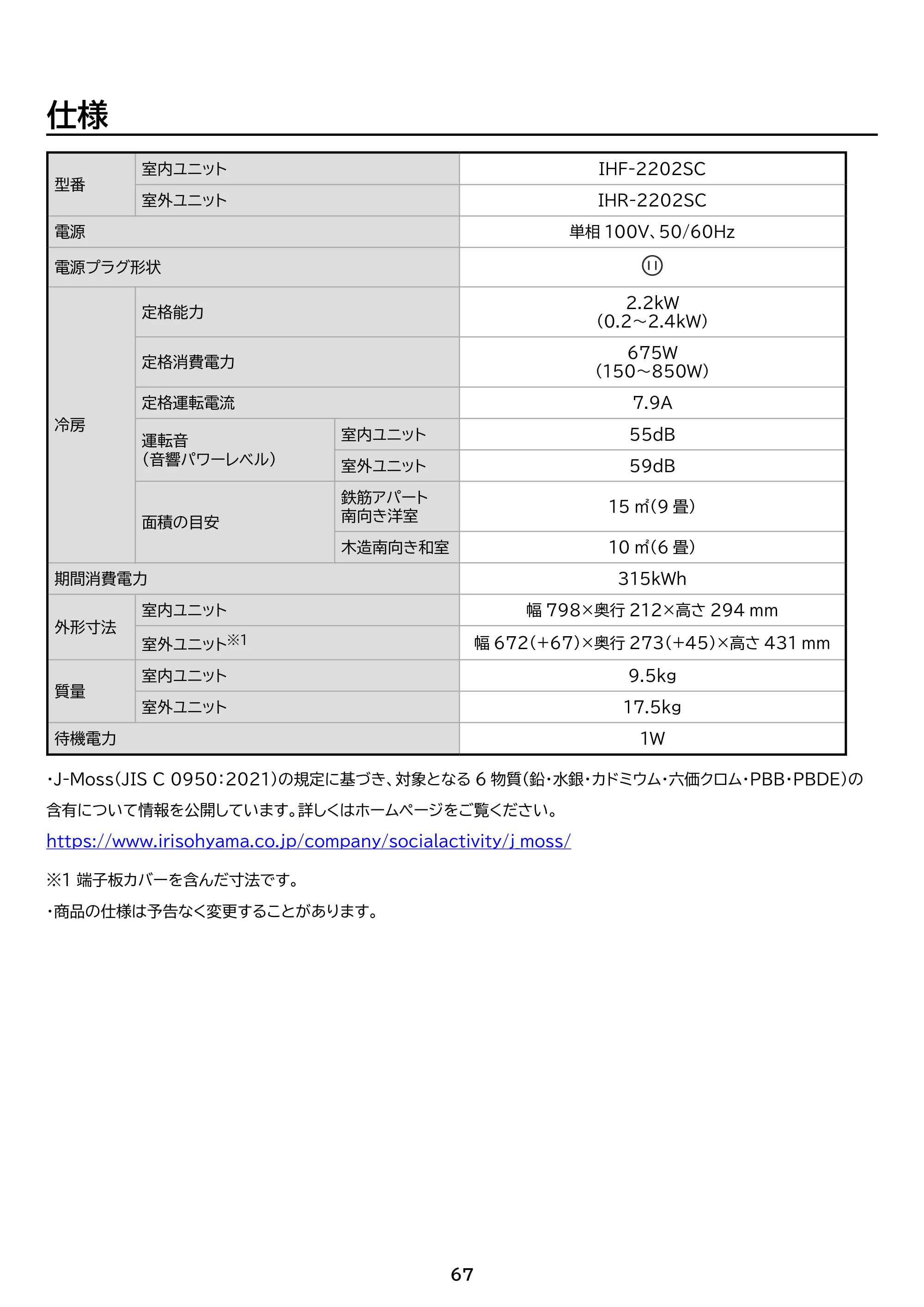 アイリスオーヤマ IHF-2202SC 取扱説明書 — 原本ページ — 67ページ