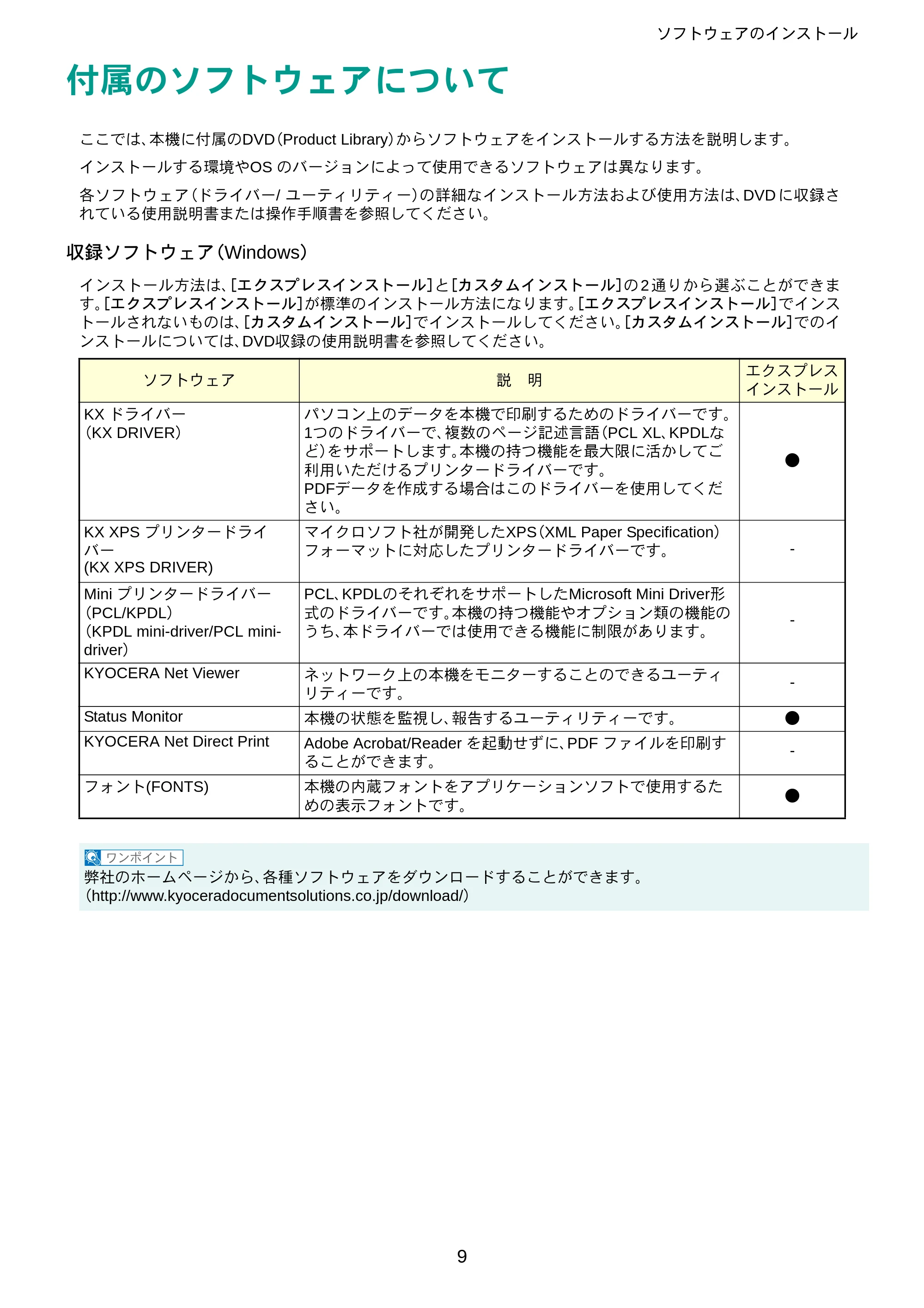 京セラ ECOSYS P8060cdn ECOSYS P8060cdn クイックインストールガイド — ソフトウェアのインストール — 原本ページ — 9ページ
