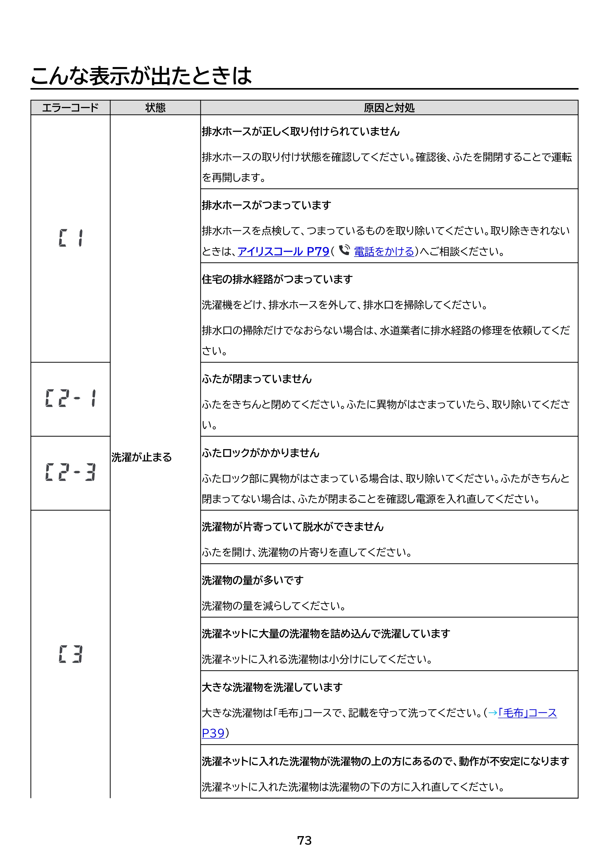 アイリスオーヤマ ITW-H803H 取扱説明書 — 原本ページ — 73ページ