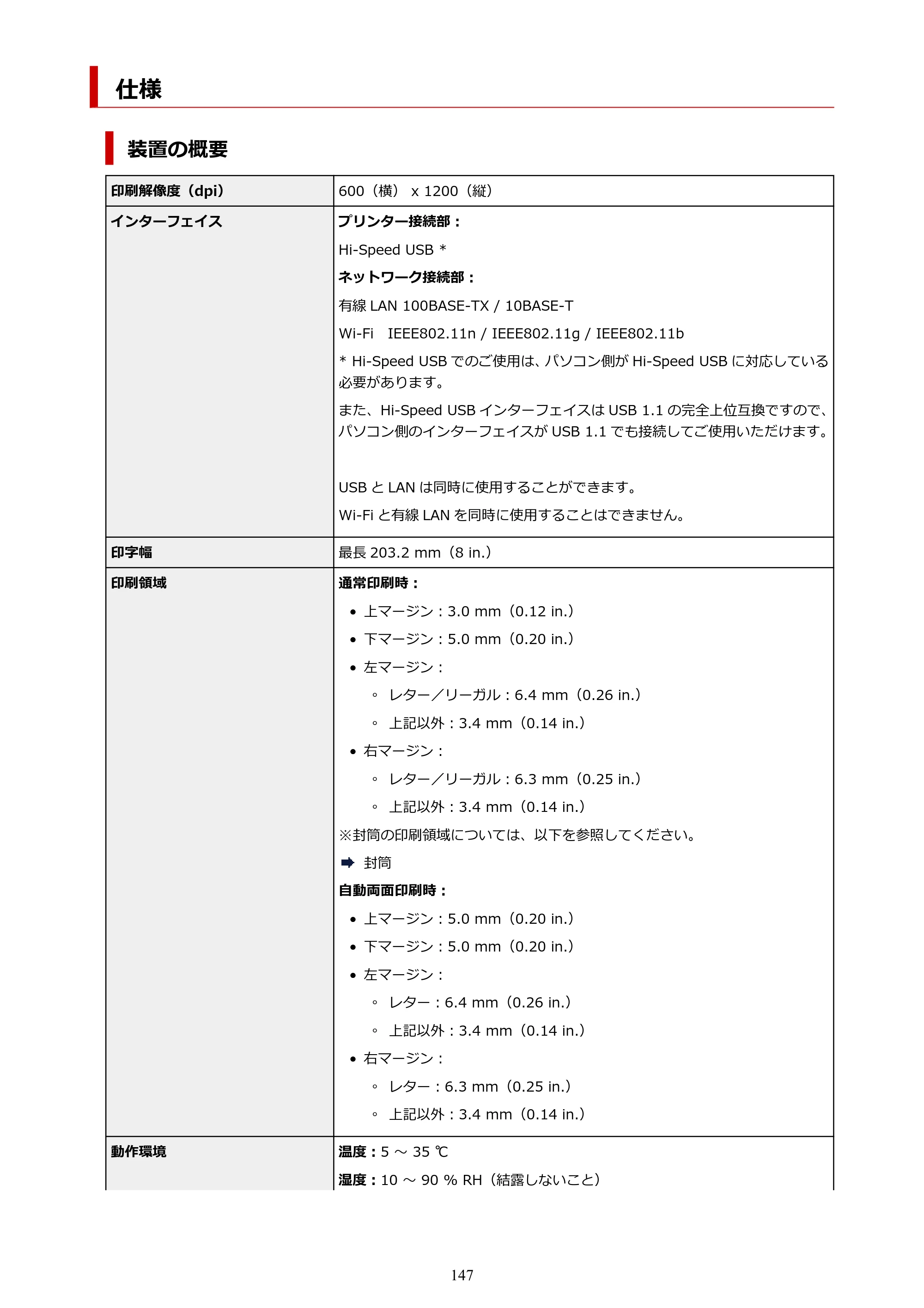 キヤノン GM2030 GM2030 （PDF） オンラインマニュアル - 取扱説明書 - （Windows） 2026年5月21日更新（PDF：5.0MB） — 仕様 — 原本ページ — 147ページ