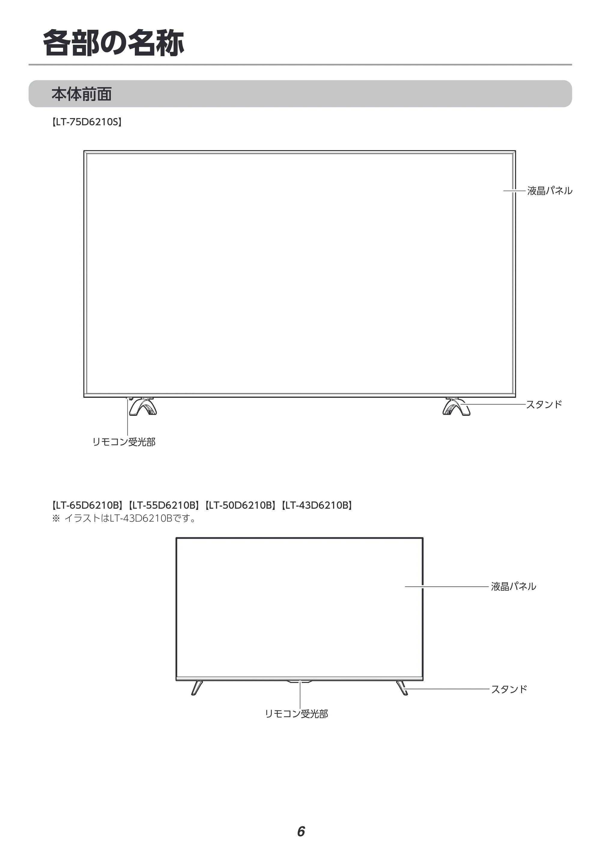 アイリスオーヤマ LT-50D6210B 取扱説明書 — 準備と使いかた — 原本ページ — 6ページ