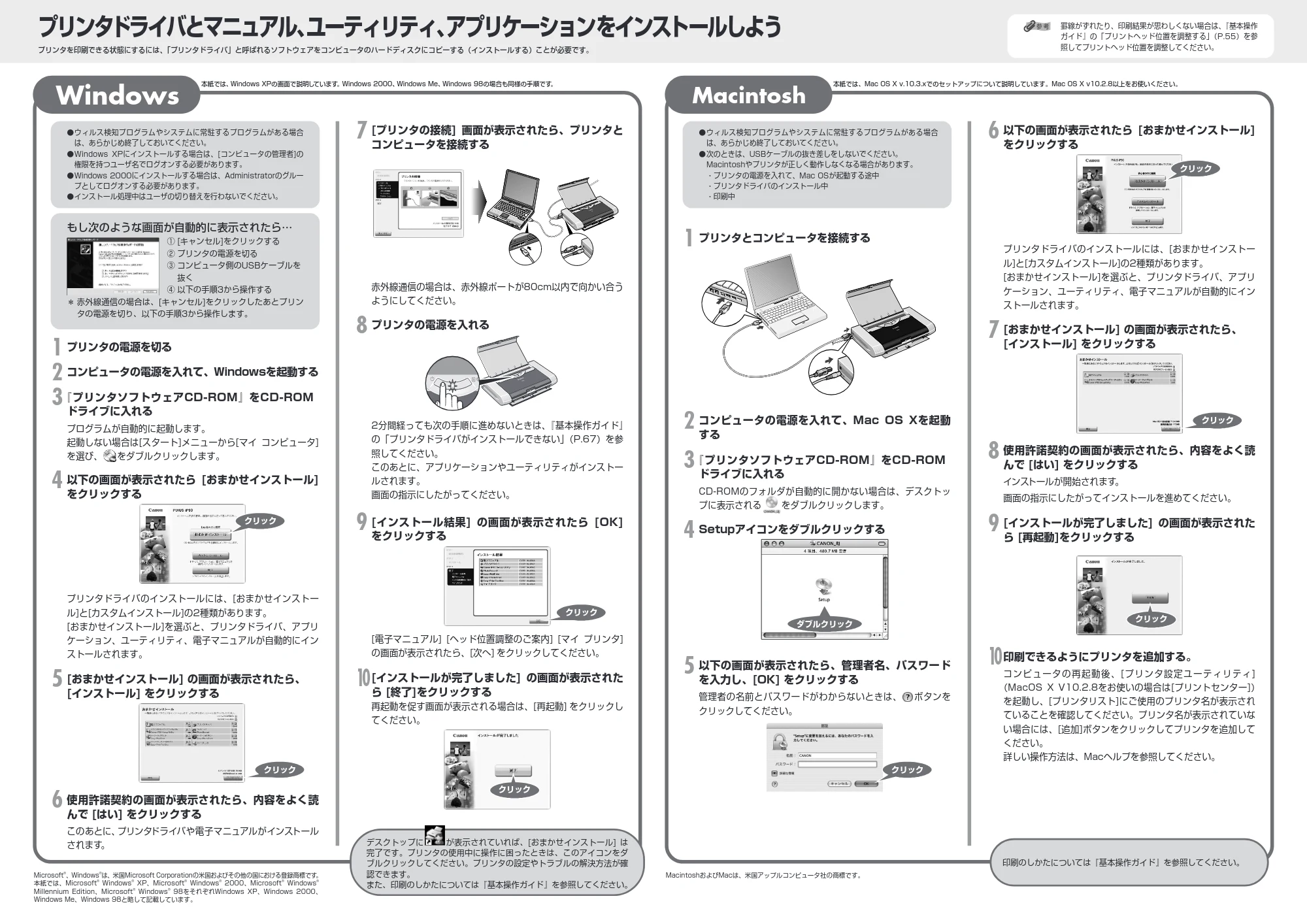 キヤノン iP90v取扱説明書 補足情報 かんたんスタートガイド (PDF形式/1.76Mバイト) — 原本ページ — 2ページ