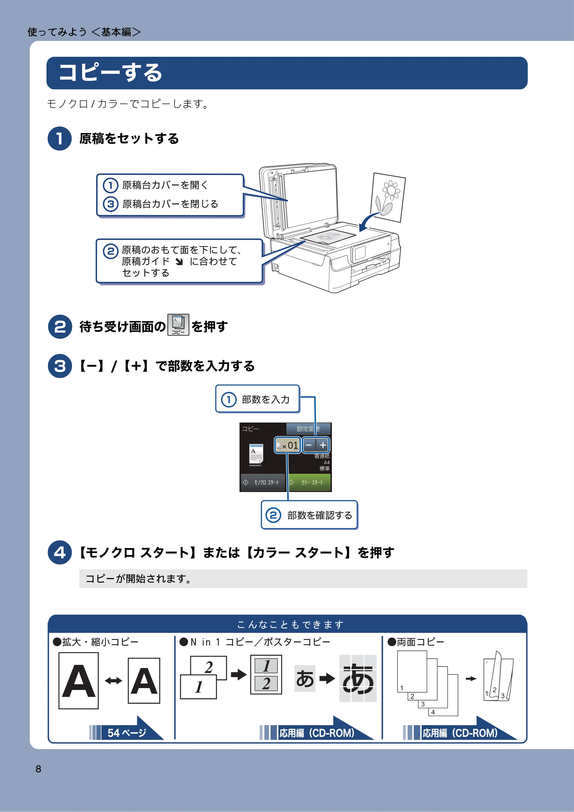 ブラザー DCP-J552N / DCP-J552N-ECO / DCP-J752N / DCP-J952N-B/W/ECO ユーザーズガイド ~基本編~ — 使ってみよう <基本編> — 原本ページ — 8ページ