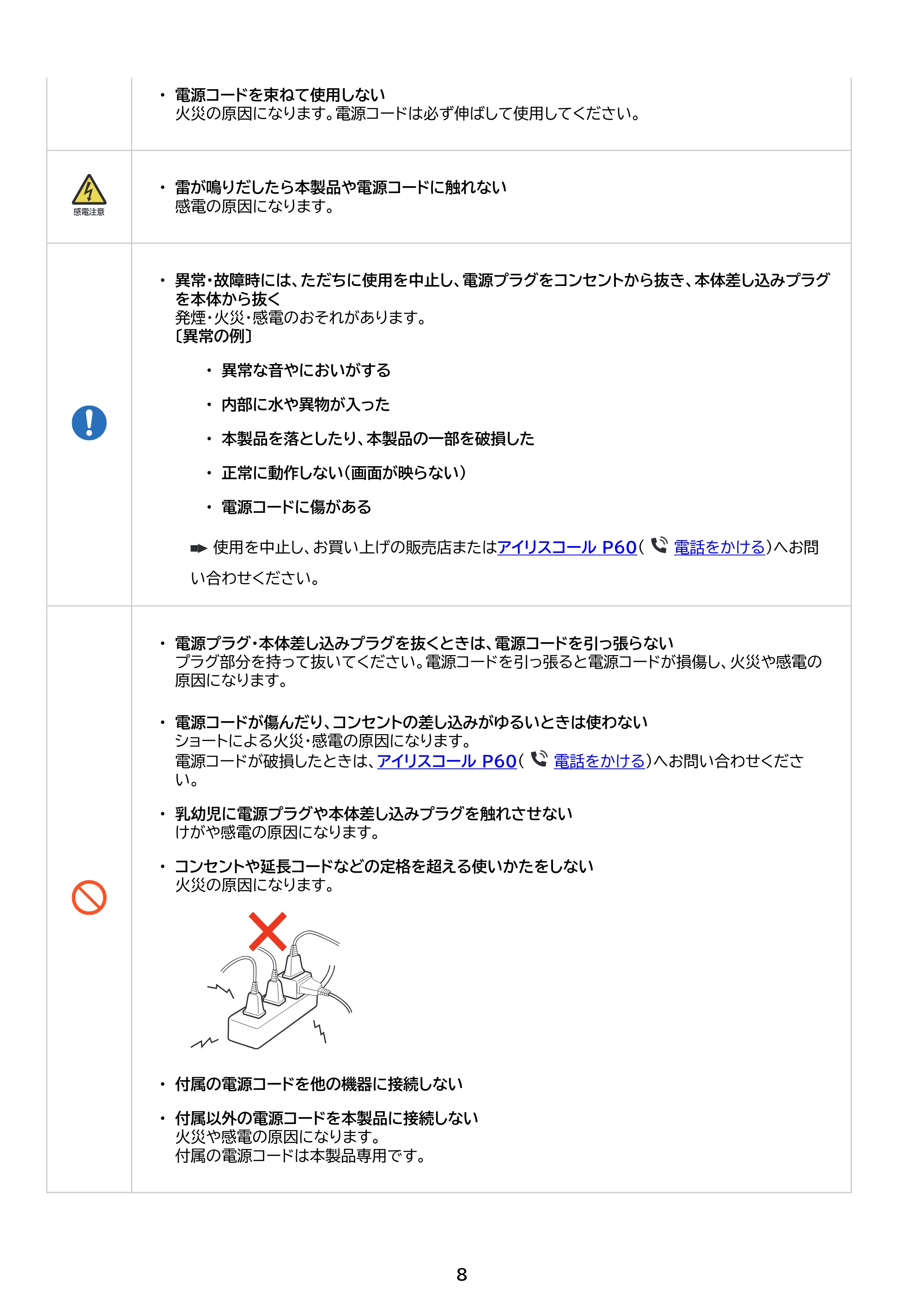 アイリスオーヤマ DO-DU654S 取扱説明書 — 原本ページ — 8ページ
