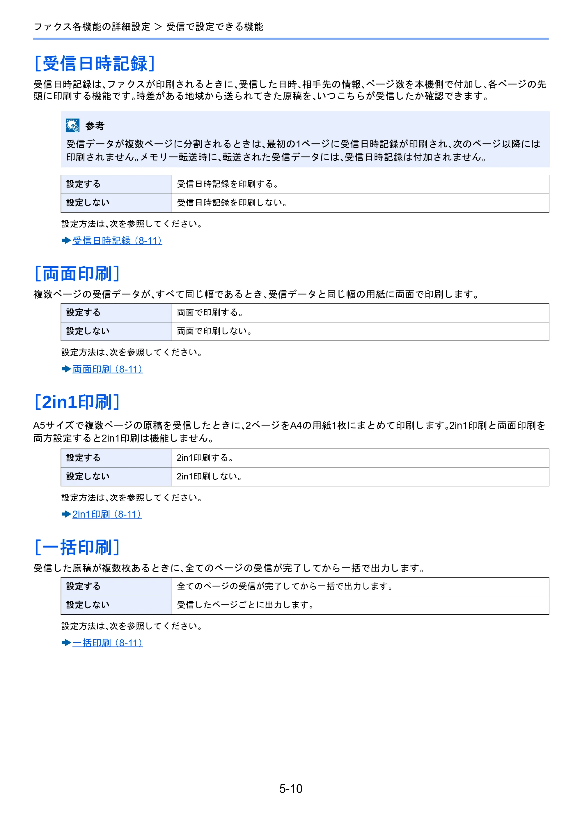 京セラ TASKalfa 2460ci/2460ci+ / TASKalfa 2470ci/2470ci+ / TASKalfa 2510i/2510i+ TASKalfa 2520i/2520i+/2510i/2510i+ FAXSystem13 使用説明書 — ［受信日時記録］ — 原本ページ — 78ページ