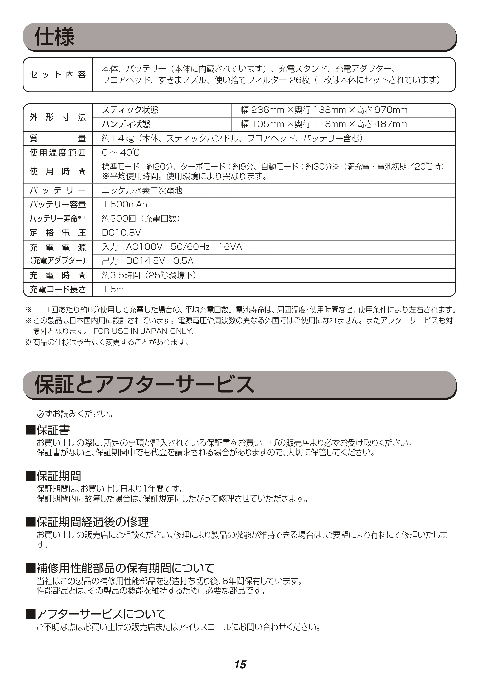 アイリスオーヤマ KIC-SDC3 取扱説明書 — 原本ページ — 15ページ