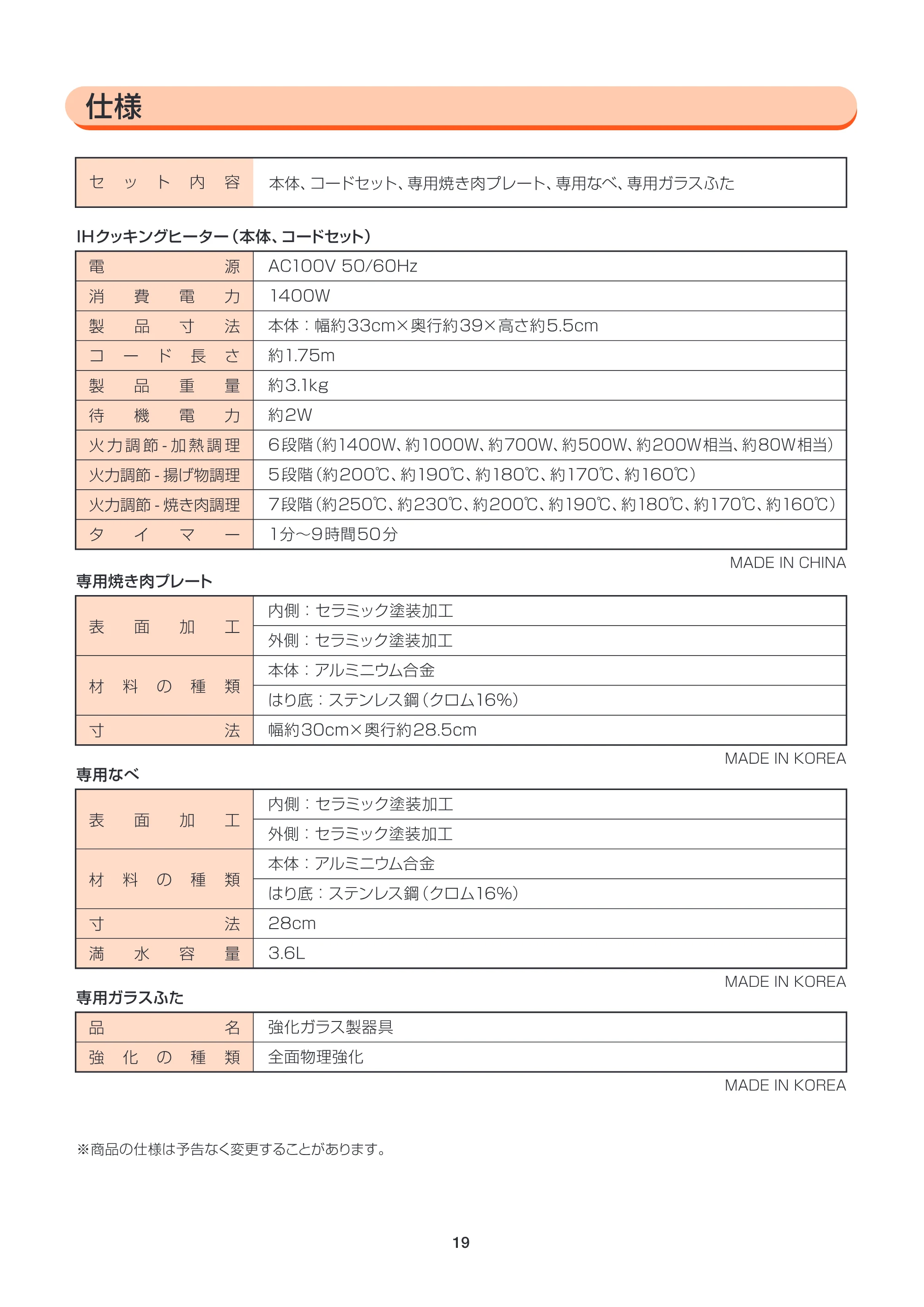 アイリスオーヤマ EIH14VP2 取扱説明書 — MANv2_EIH14VP2-P19_cs5 — 原本ページ — 19ページ