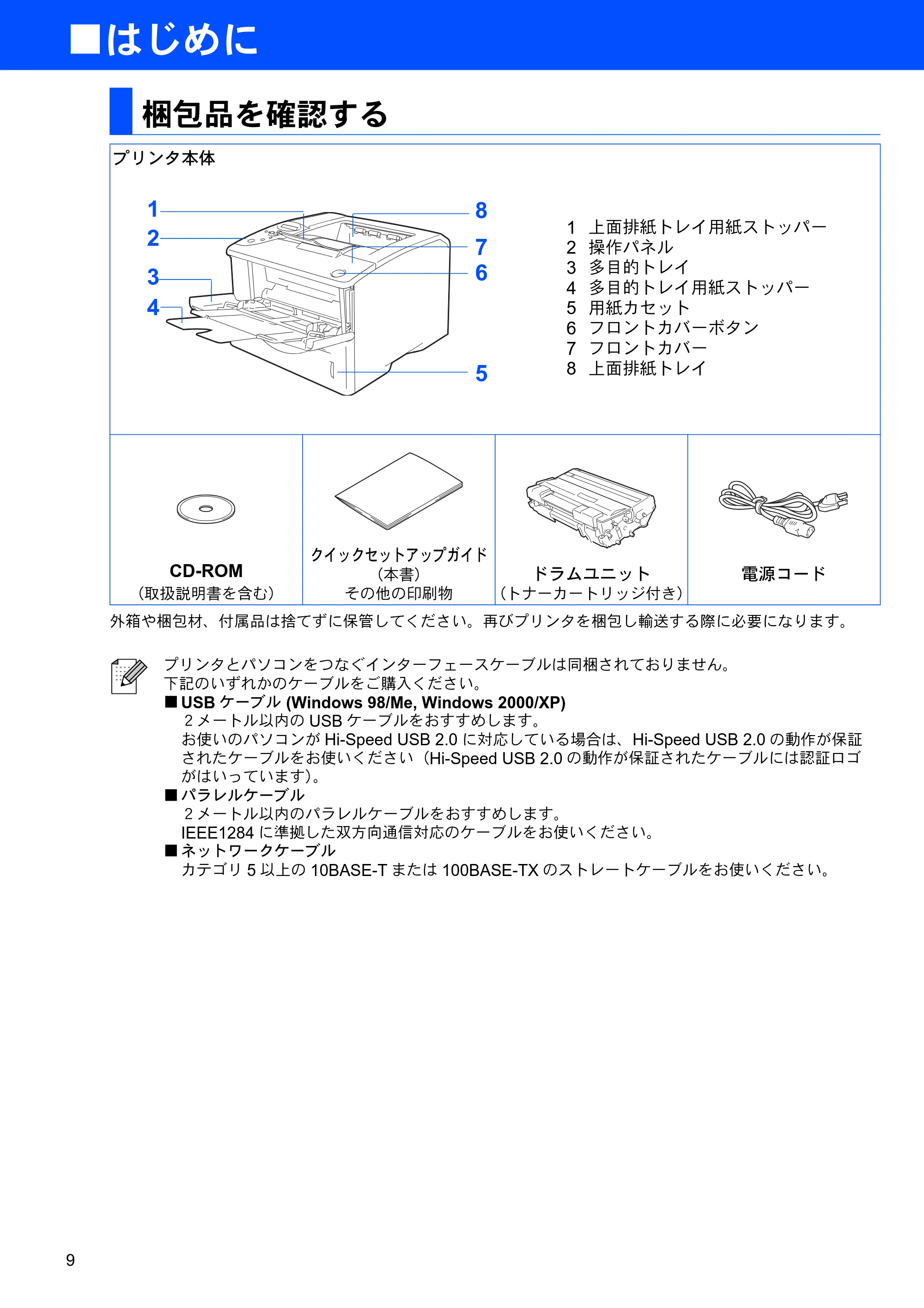 ブラザー HL-6050DN かんたん設置ガイド — はじめに — 原本ページ — 10ページ