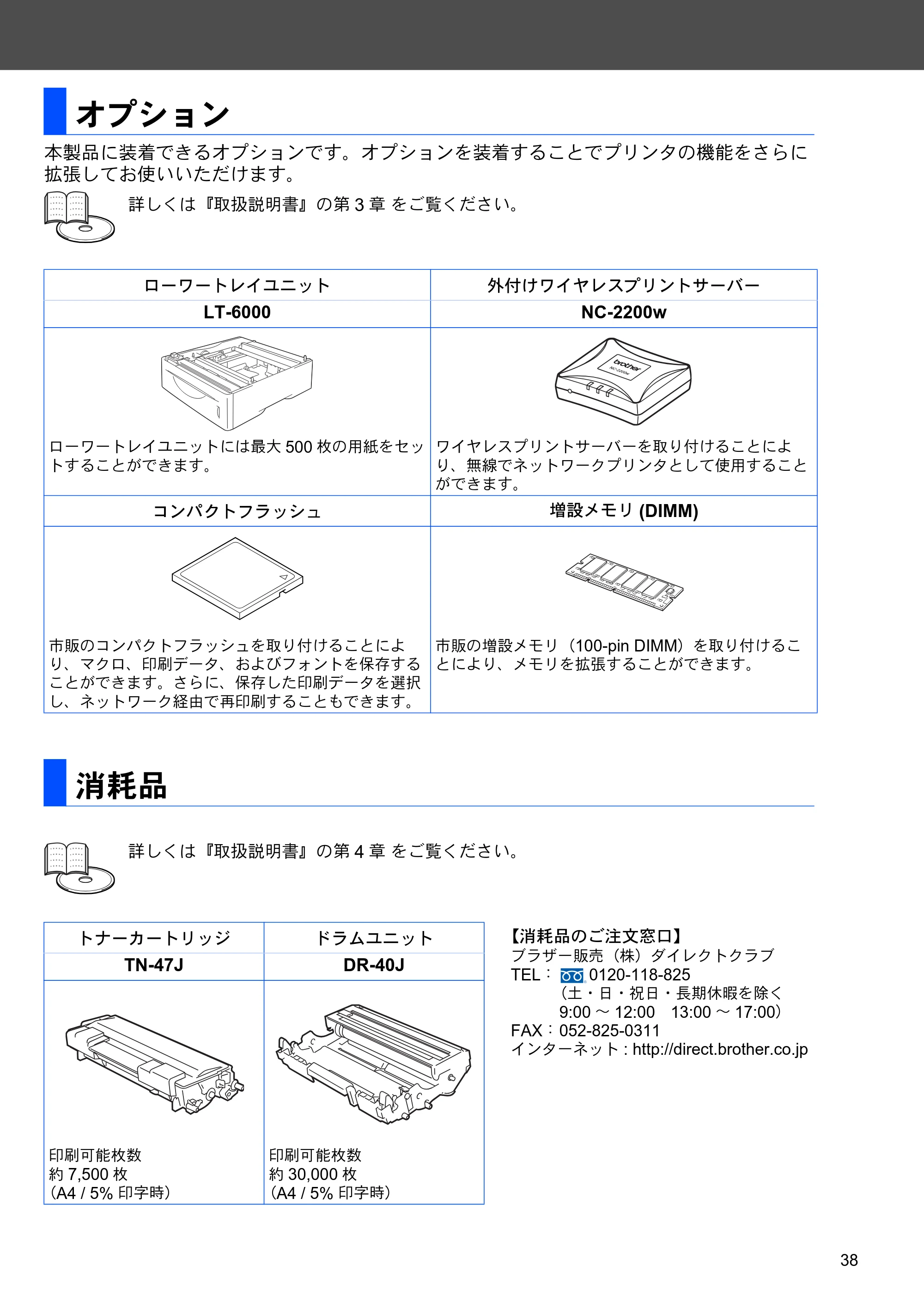 ブラザー HL-6050DN かんたん設置ガイド — オプション — 原本ページ — 39ページ