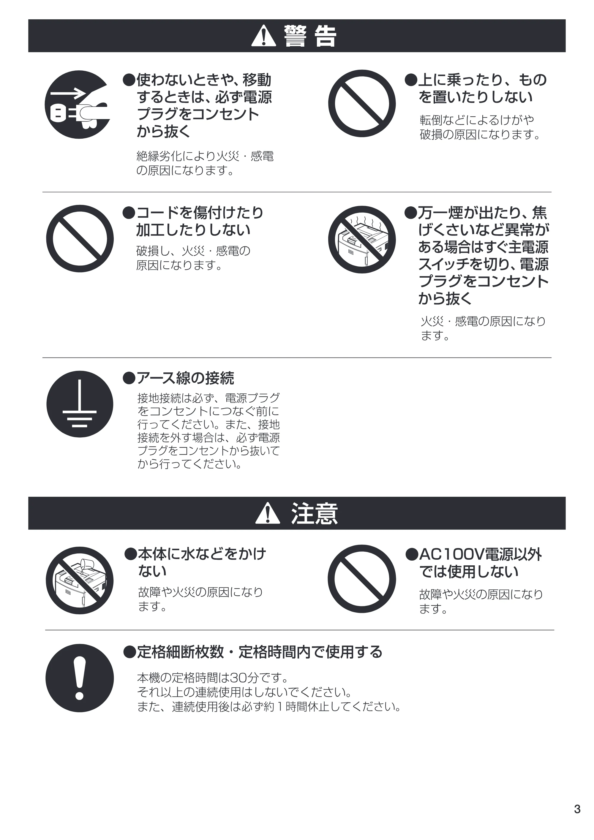 アイリスオーヤマ AFS280C- 取扱説明書 — 原本ページ — 3ページ