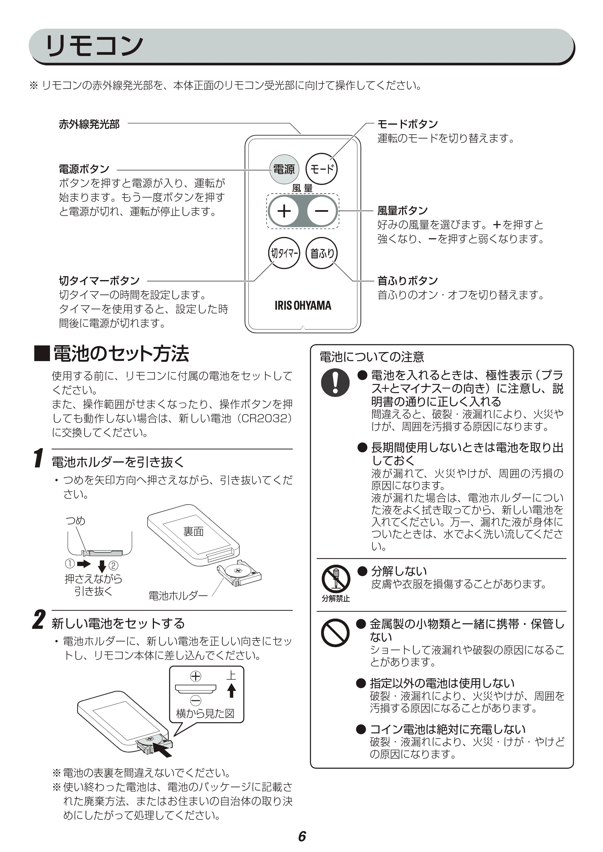 アイリスオーヤマ LFD-305H 取扱説明書 — 原本ページ — 6ページ