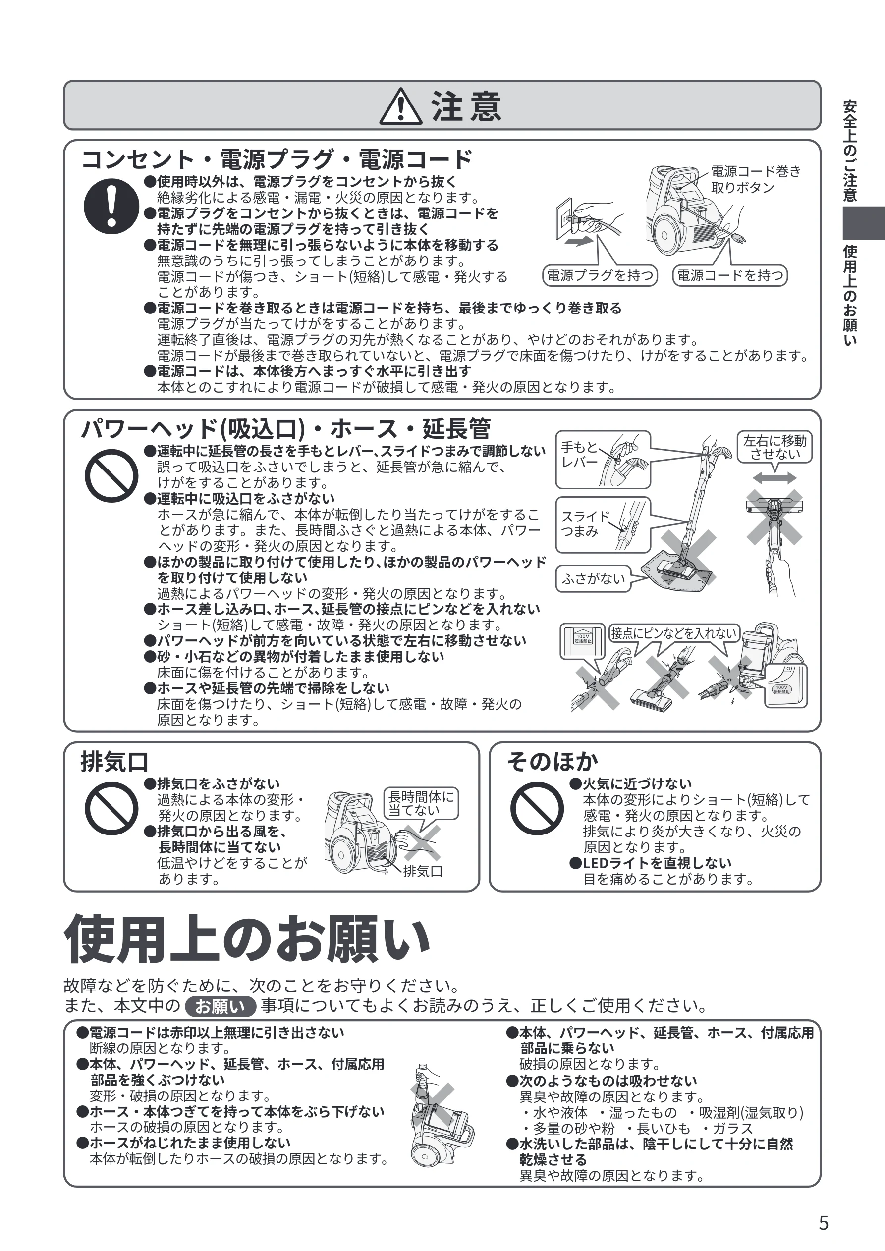 日立 CV-SP300R 取扱説明書 — 使用上のお願い — 図版 5-1 — 5ページ