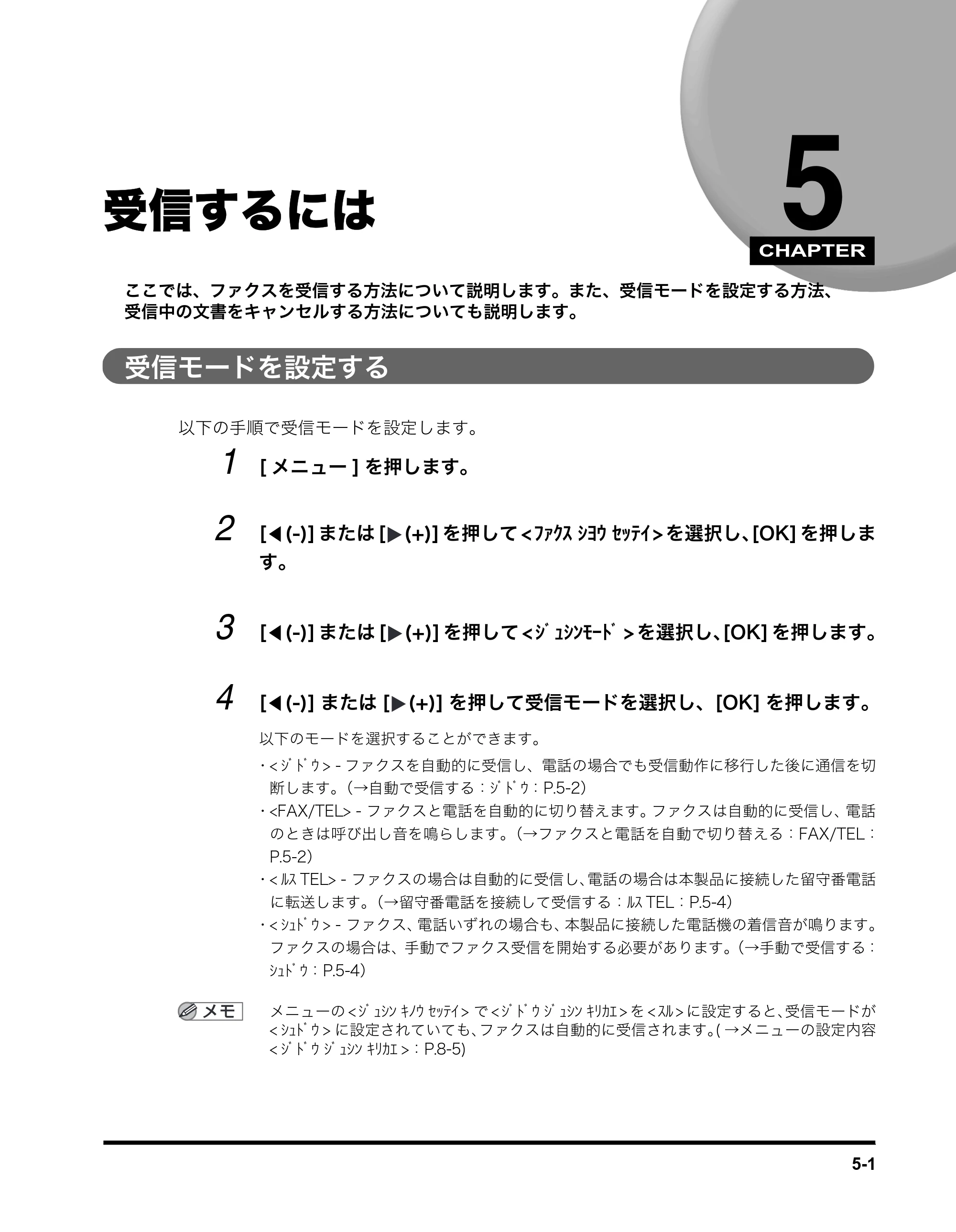 キヤノン MF5750 ファクスガイド (PDF形式/4.29Mバイト) — 受信するには — 原本ページ — 44ページ