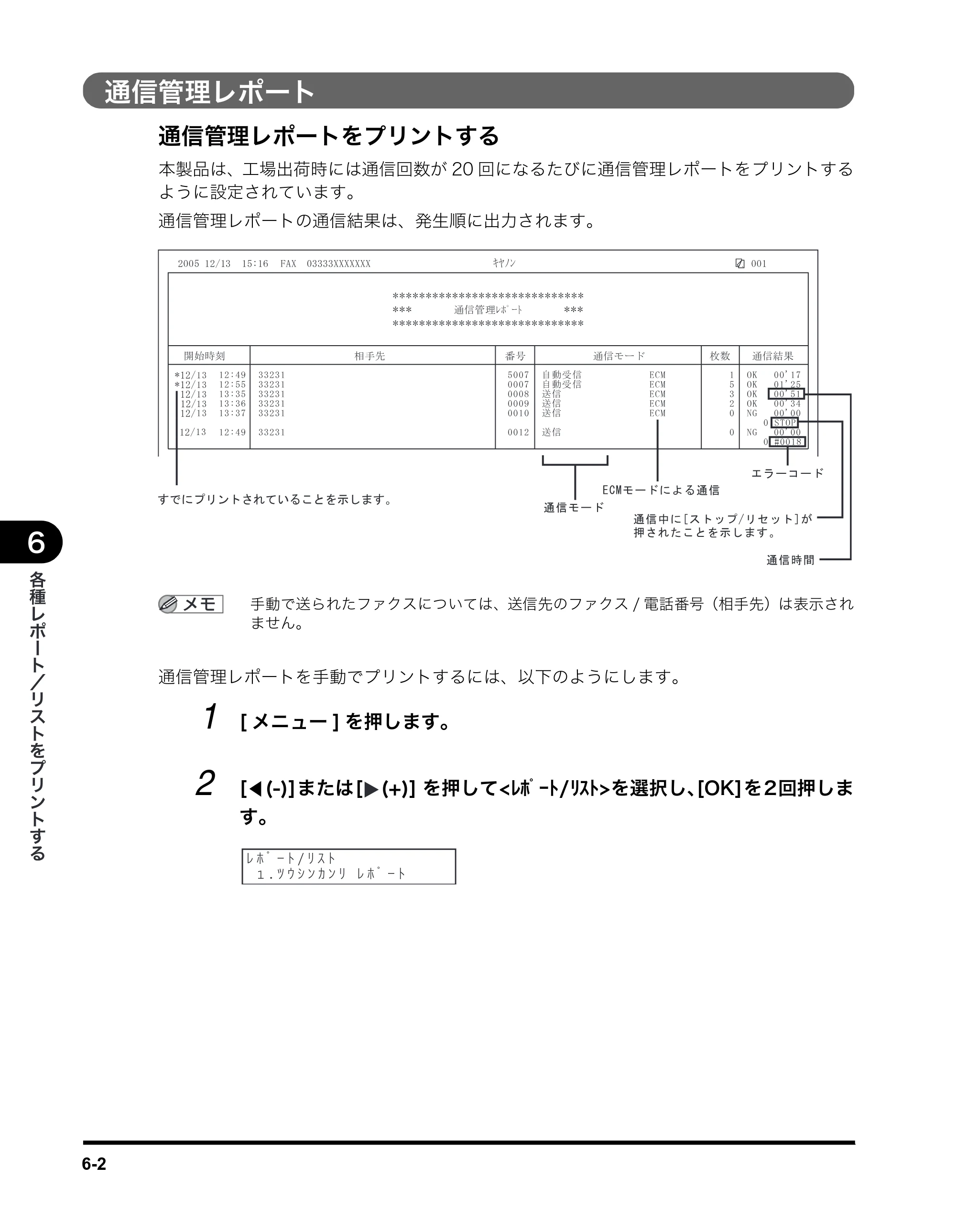 キヤノン MF5750 ファクスガイド (PDF形式/4.29Mバイト) — 通信管理レポート — 原本ページ — 51ページ