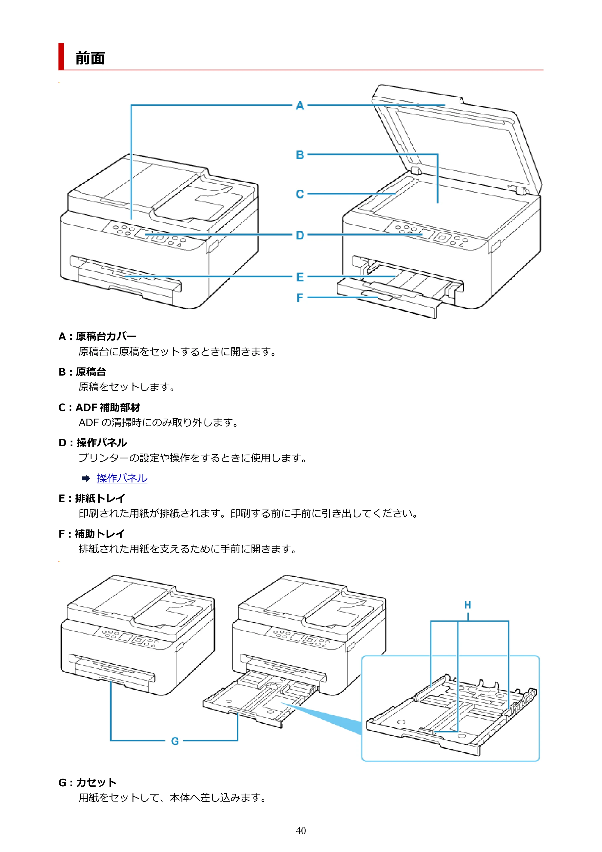 キヤノン PIXUS TS5630 オンラインマニュアル PDF版 2025年10月22日掲載（PDF：3.5MB） — 前面 — 原本ページ — 40ページ