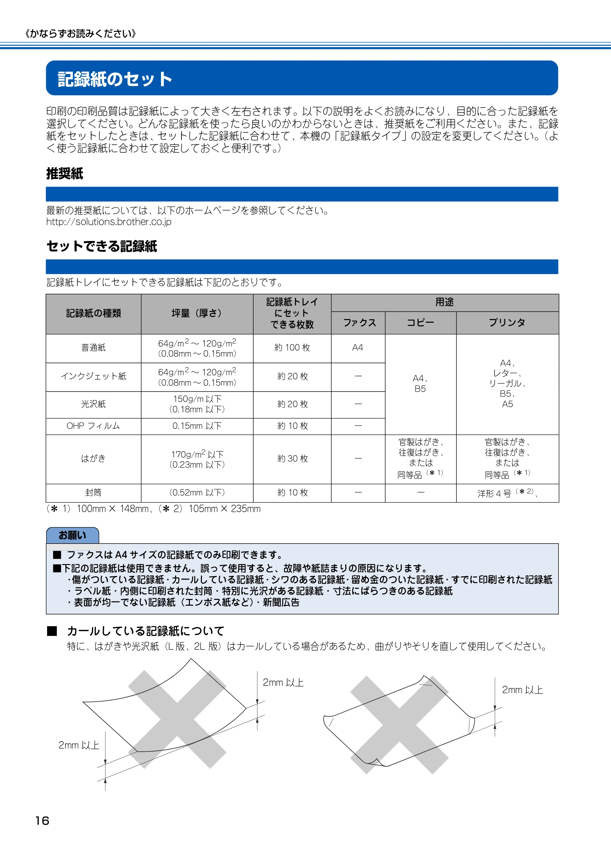 ブラザー MFC-100 取扱説明書(本体) — 記録紙のセット — 原本ページ — 17ページ
