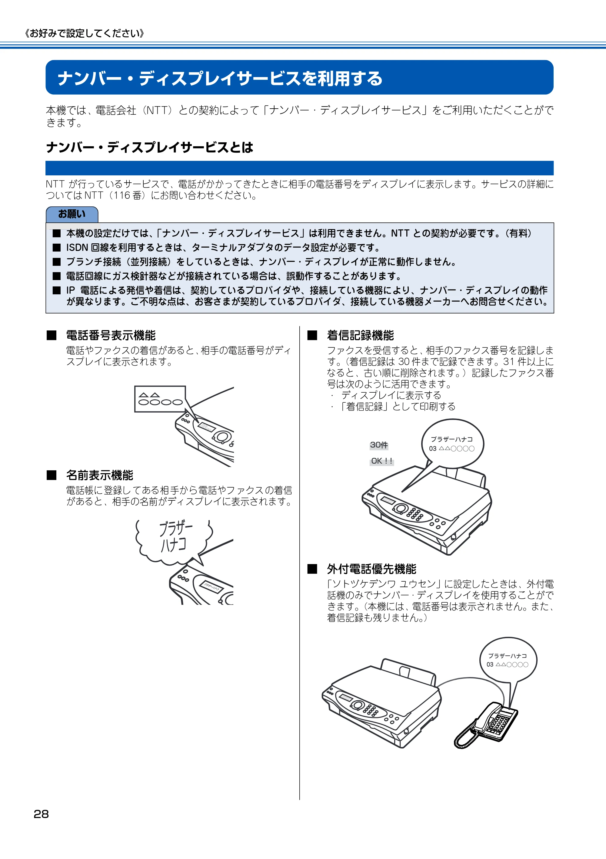 ブラザー MFC-100 取扱説明書(本体) — ナンバー・ディスプレイサービスを利用する — 原本ページ — 29ページ