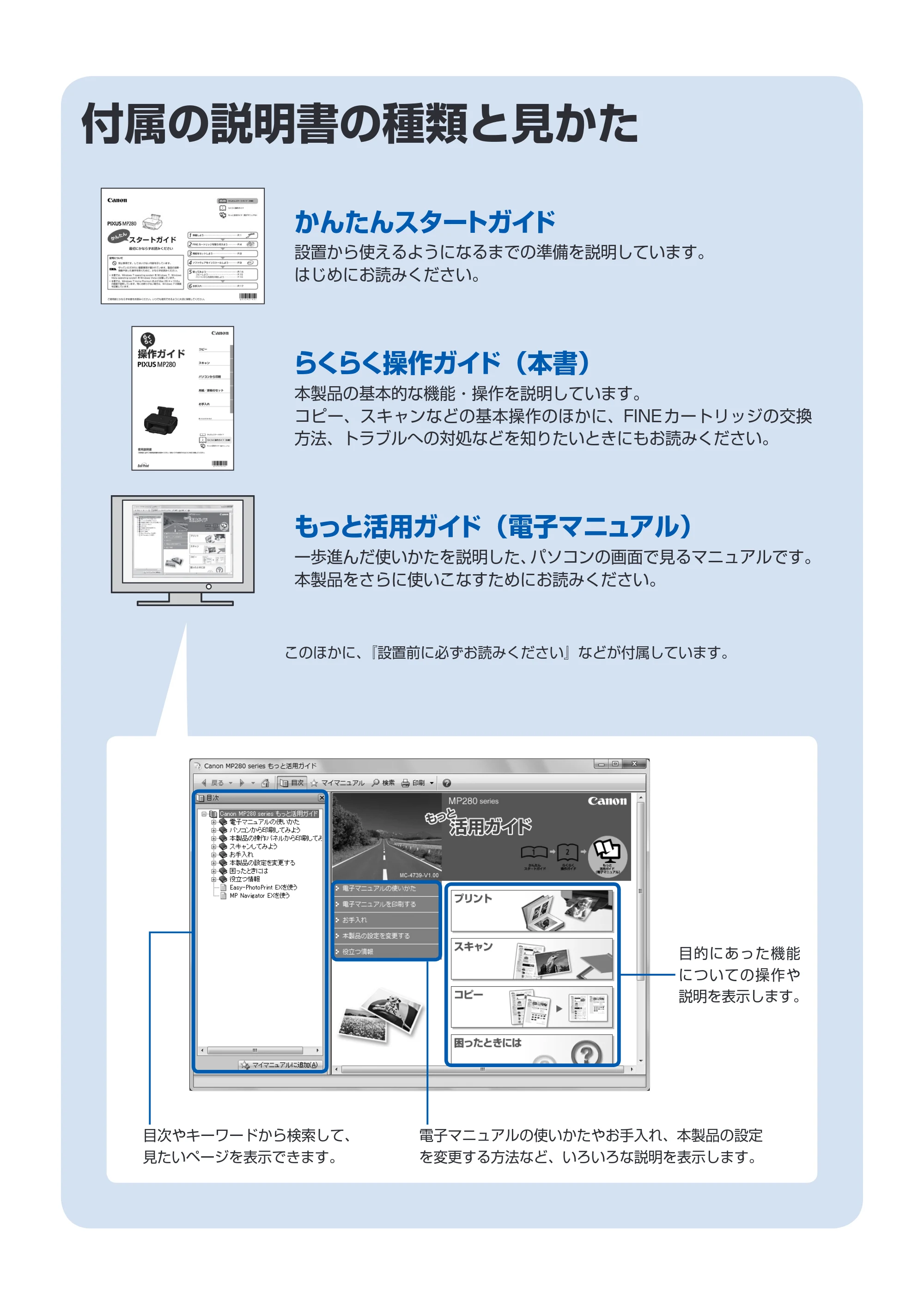 キヤノン PIXUS MP280 らくらく操作ガイド （PDF形式／13Mバイト） — 原本ページ — 4ページ