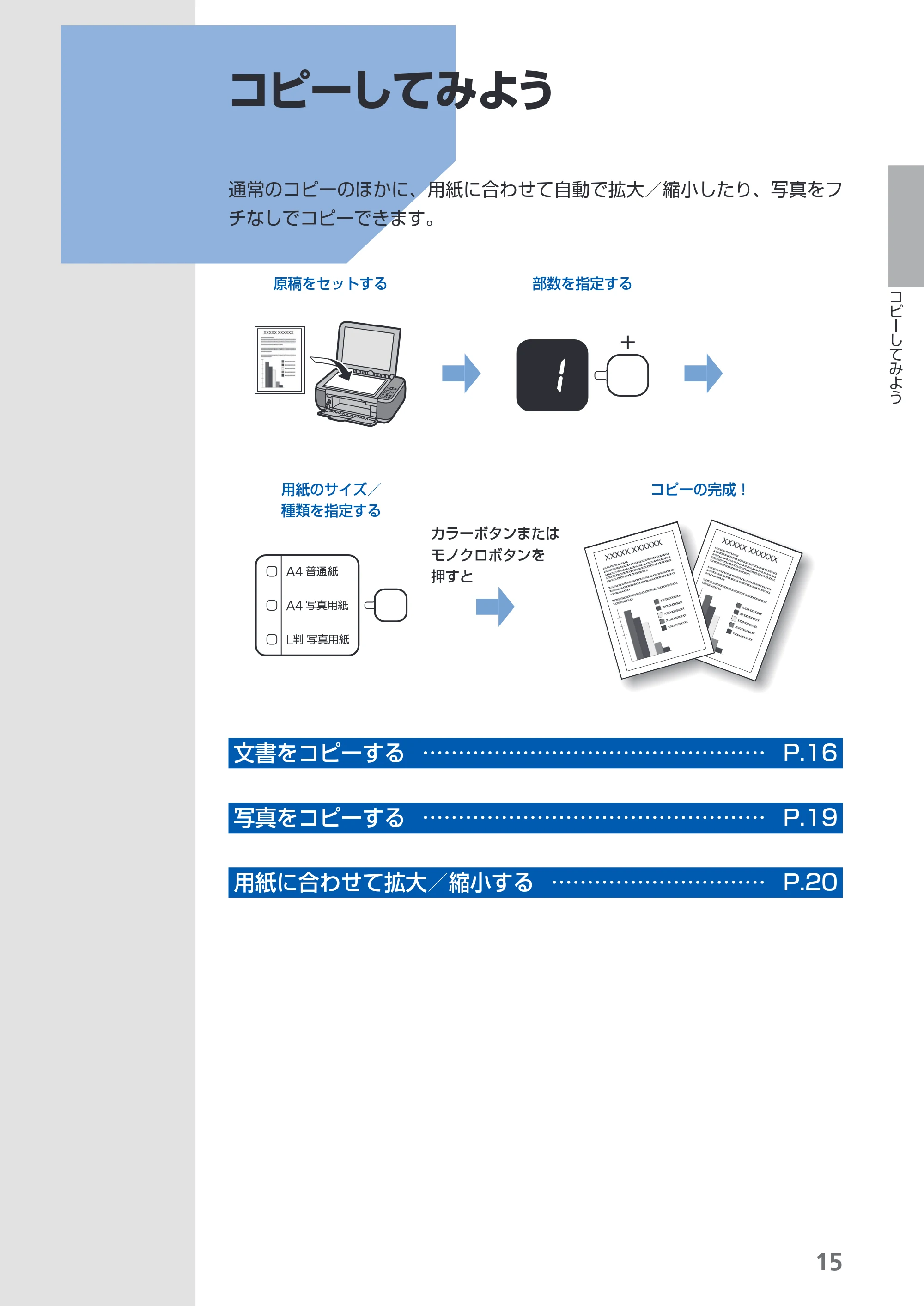 キヤノン PIXUS MP280 らくらく操作ガイド （PDF形式／13Mバイト） — コピーしてみよう — 原本ページ — 17ページ