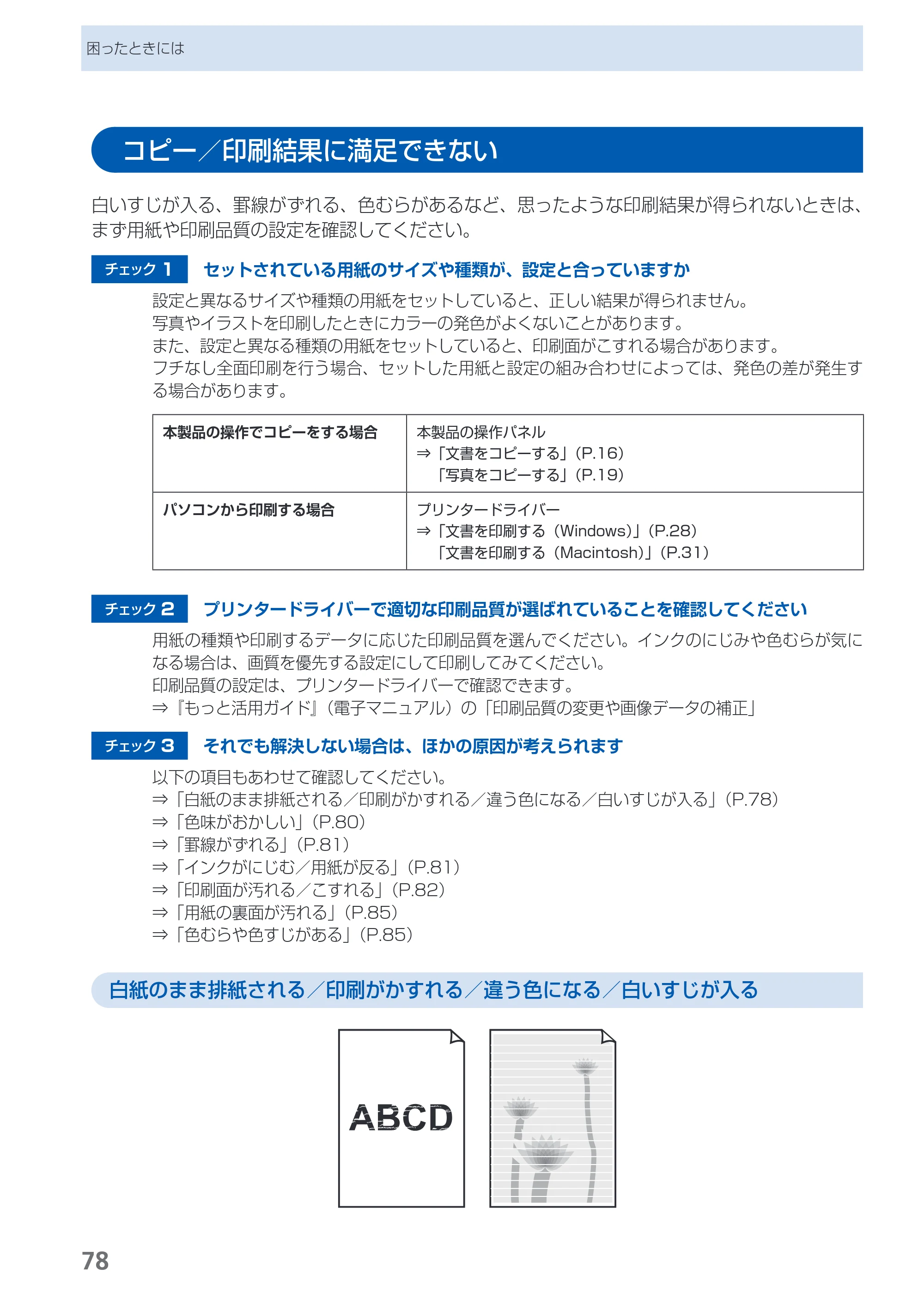 キヤノン PIXUS MP280 らくらく操作ガイド （PDF形式／13Mバイト） — コピー／印刷結果に満足できない — 原本ページ — 80ページ