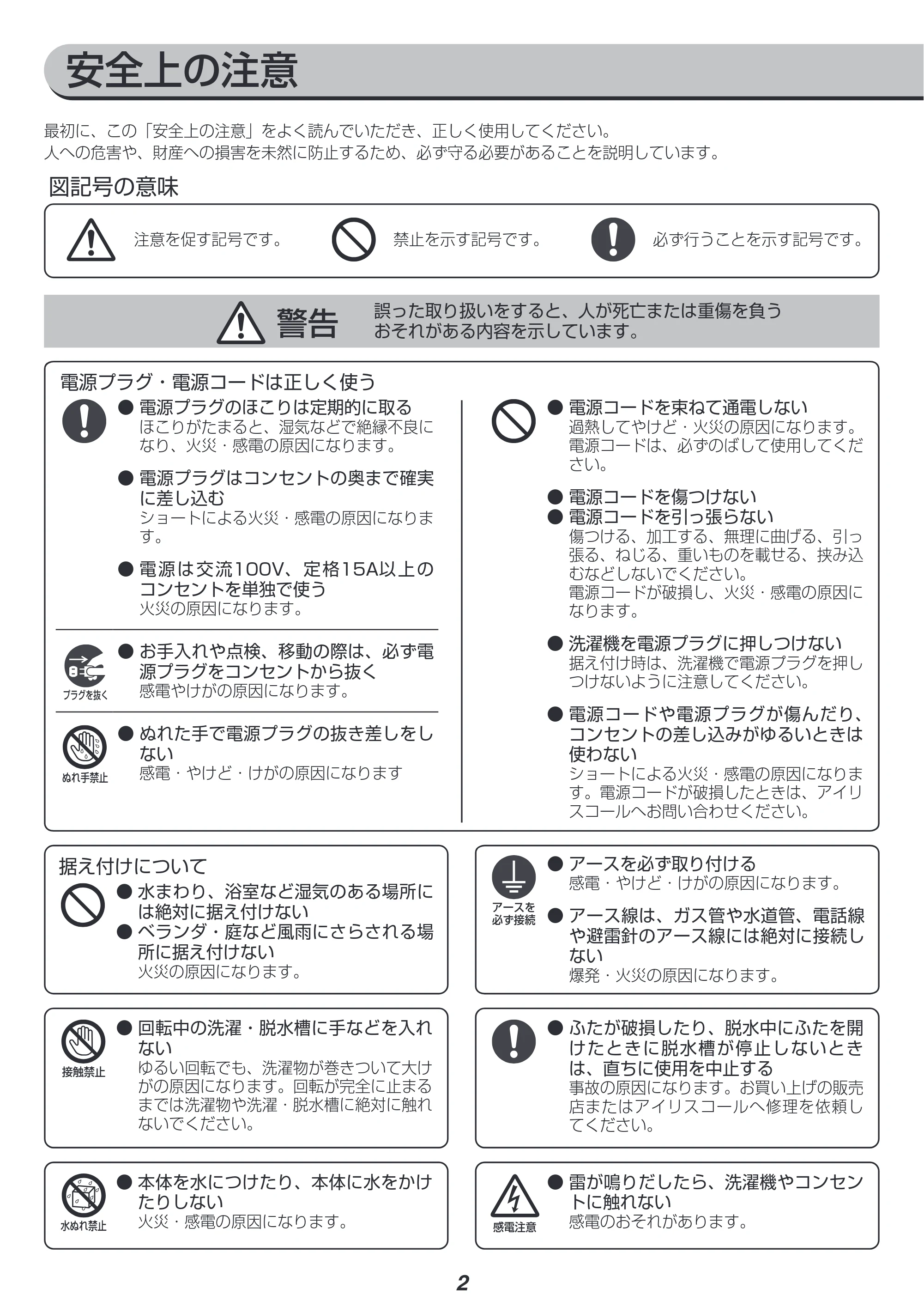 アイリスオーヤマ IAW-T504 取扱説明書 — 原本ページ — 2ページ