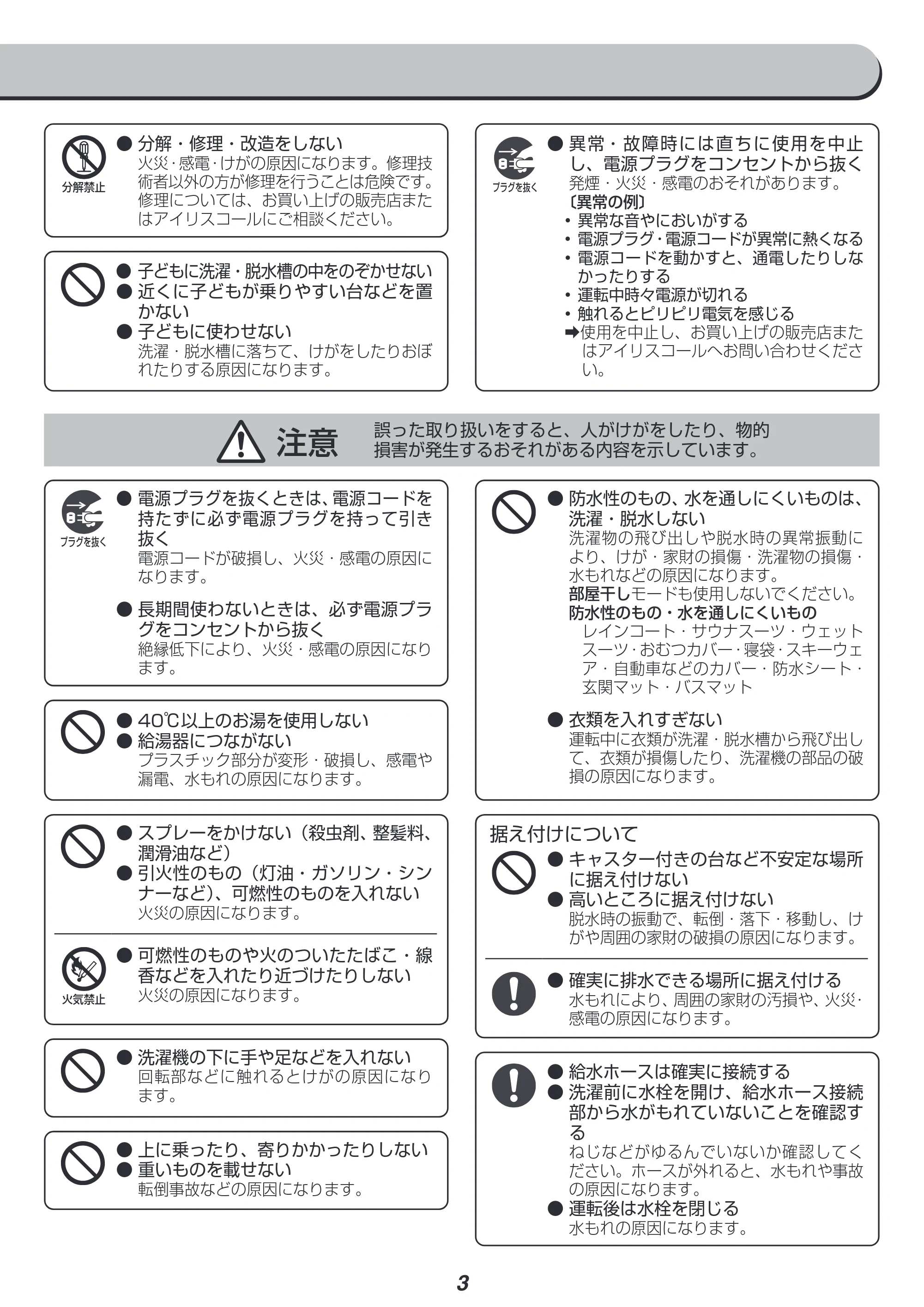アイリスオーヤマ IAW-T504 取扱説明書 — 原本ページ — 3ページ