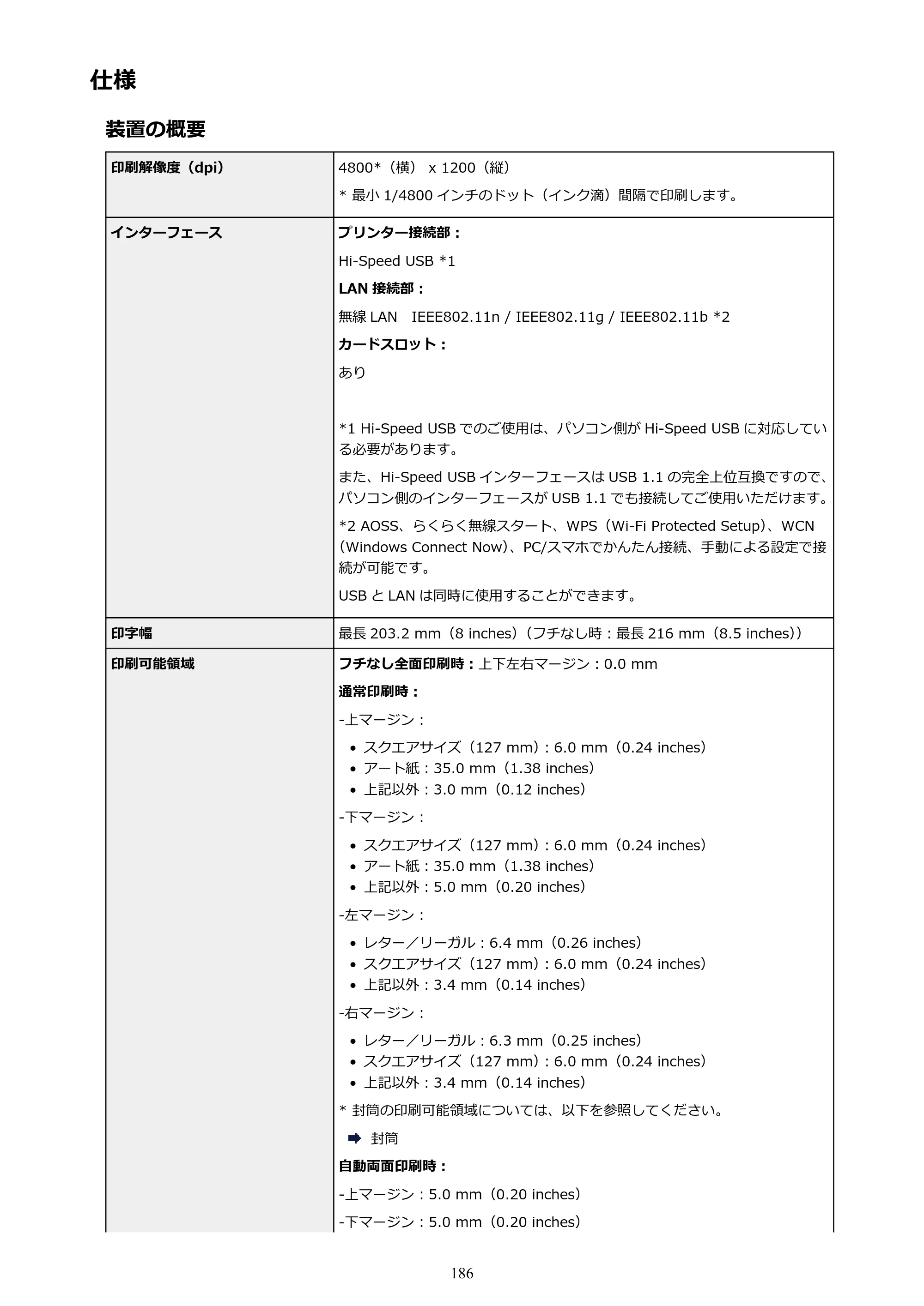 キヤノン PIXUS XK50 電子マニュアル PDF版 （Windows版）（PDF：16.3MB） — 仕様 — 原本ページ — 186ページ