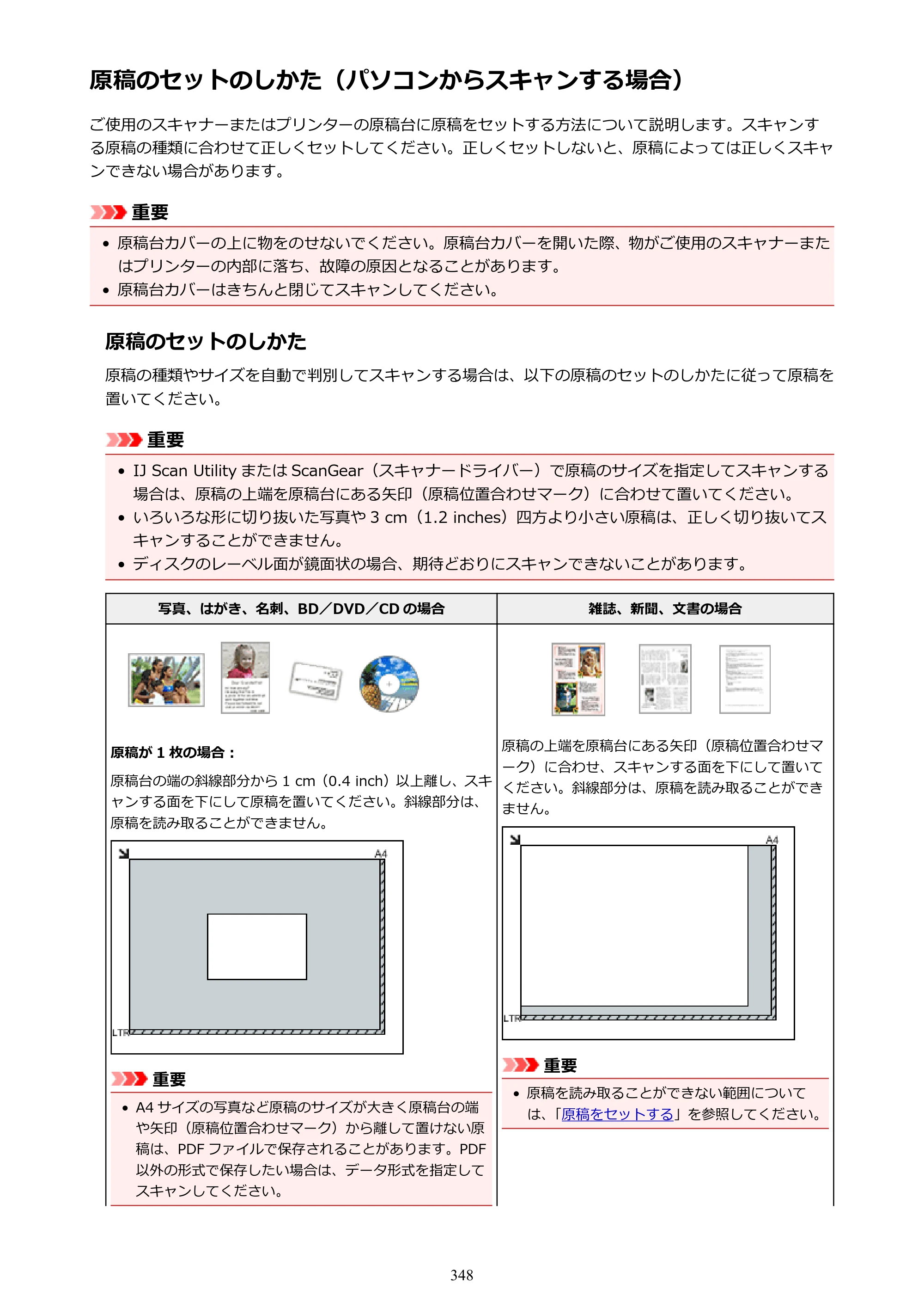 キヤノン PIXUS XK50 電子マニュアル PDF版 （Windows版）（PDF：16.3MB） — 原稿のセットのしかた（パソコンからスキャンする場合） — 原本ページ — 348ページ