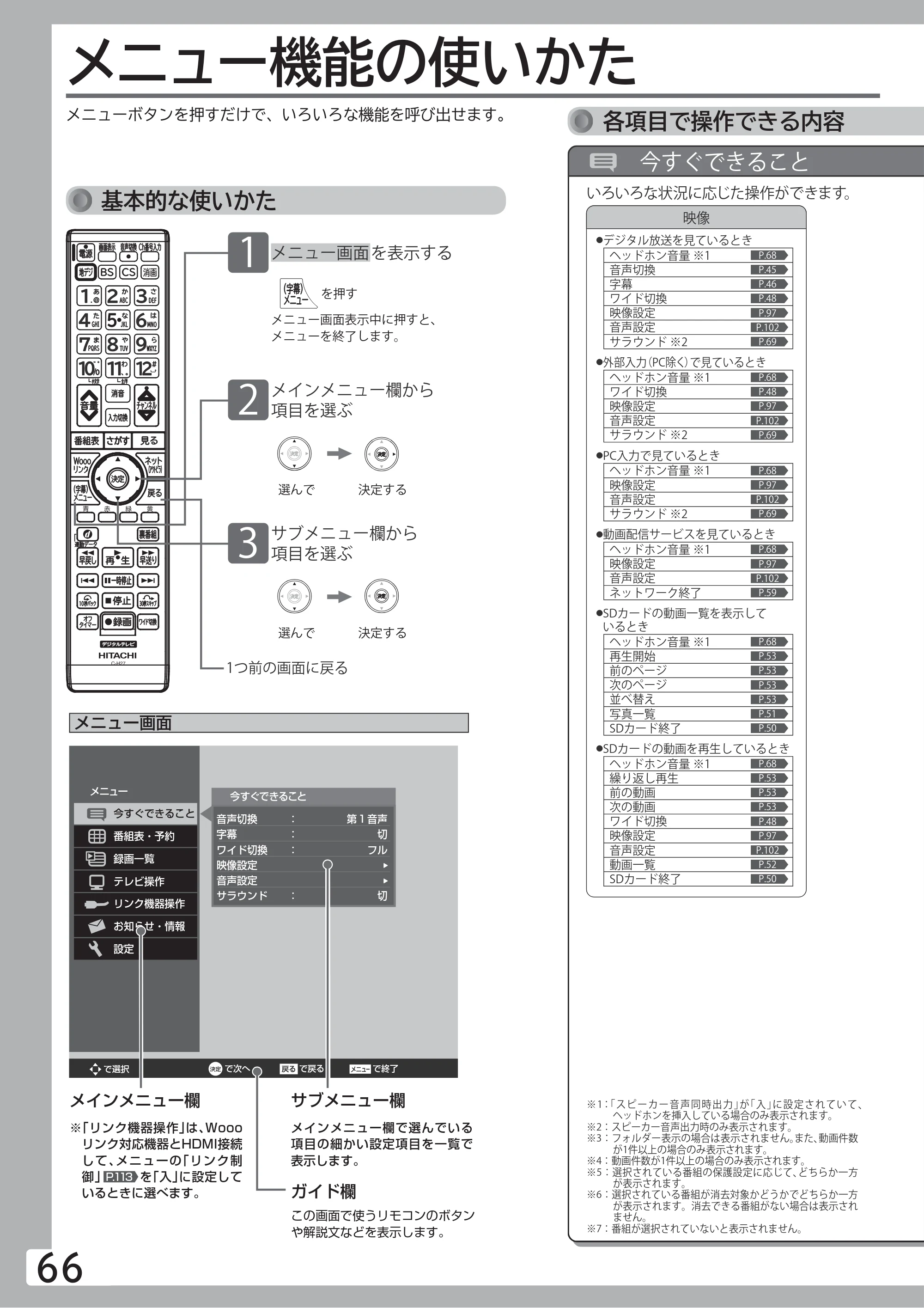 日立 L32-H2 取扱説明書 — テレビを使いこなす — 原本ページ — 66ページ