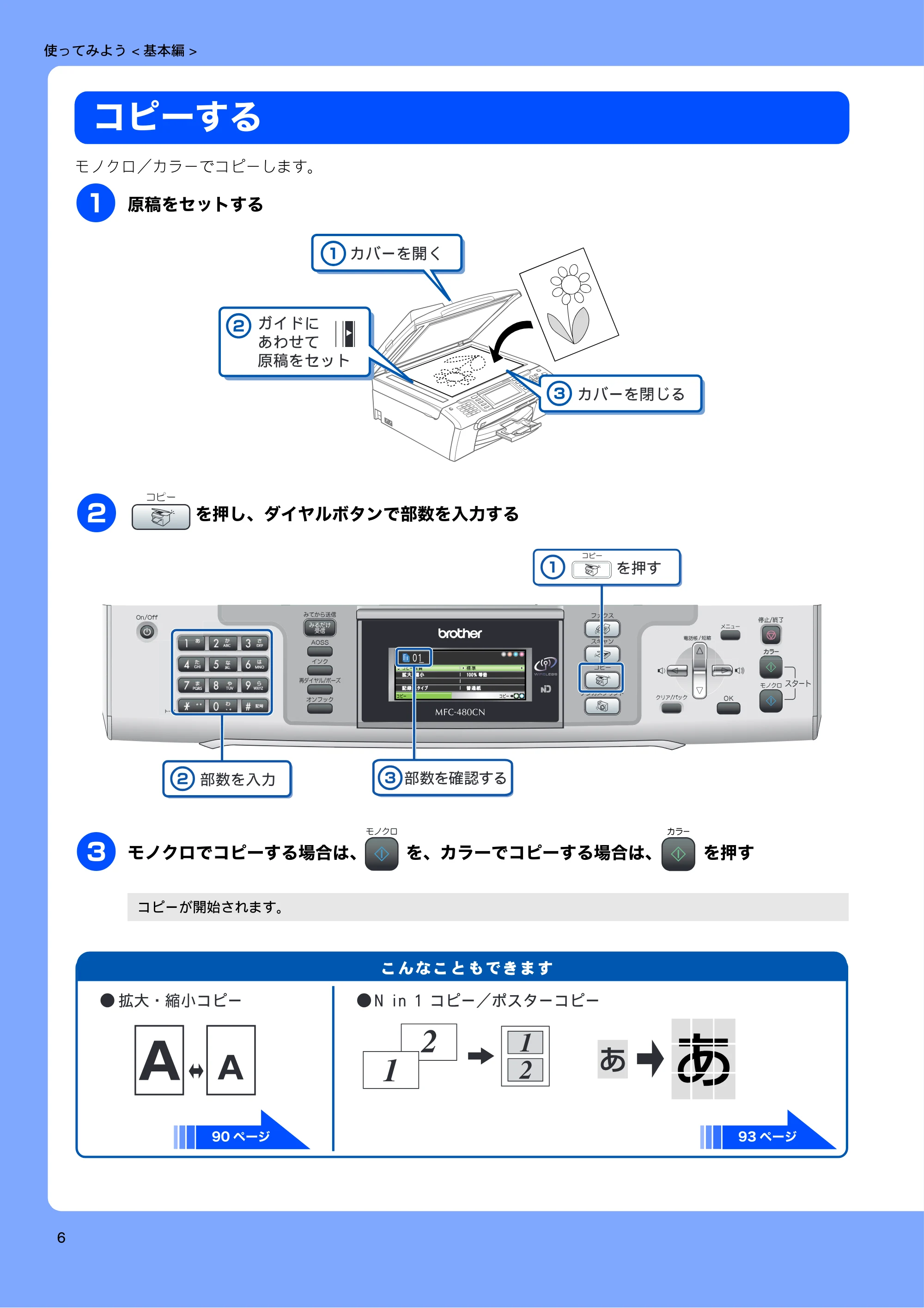 ブラザー MFC-480CN 取扱説明書（本体） — コピーする — 原本ページ — 8ページ