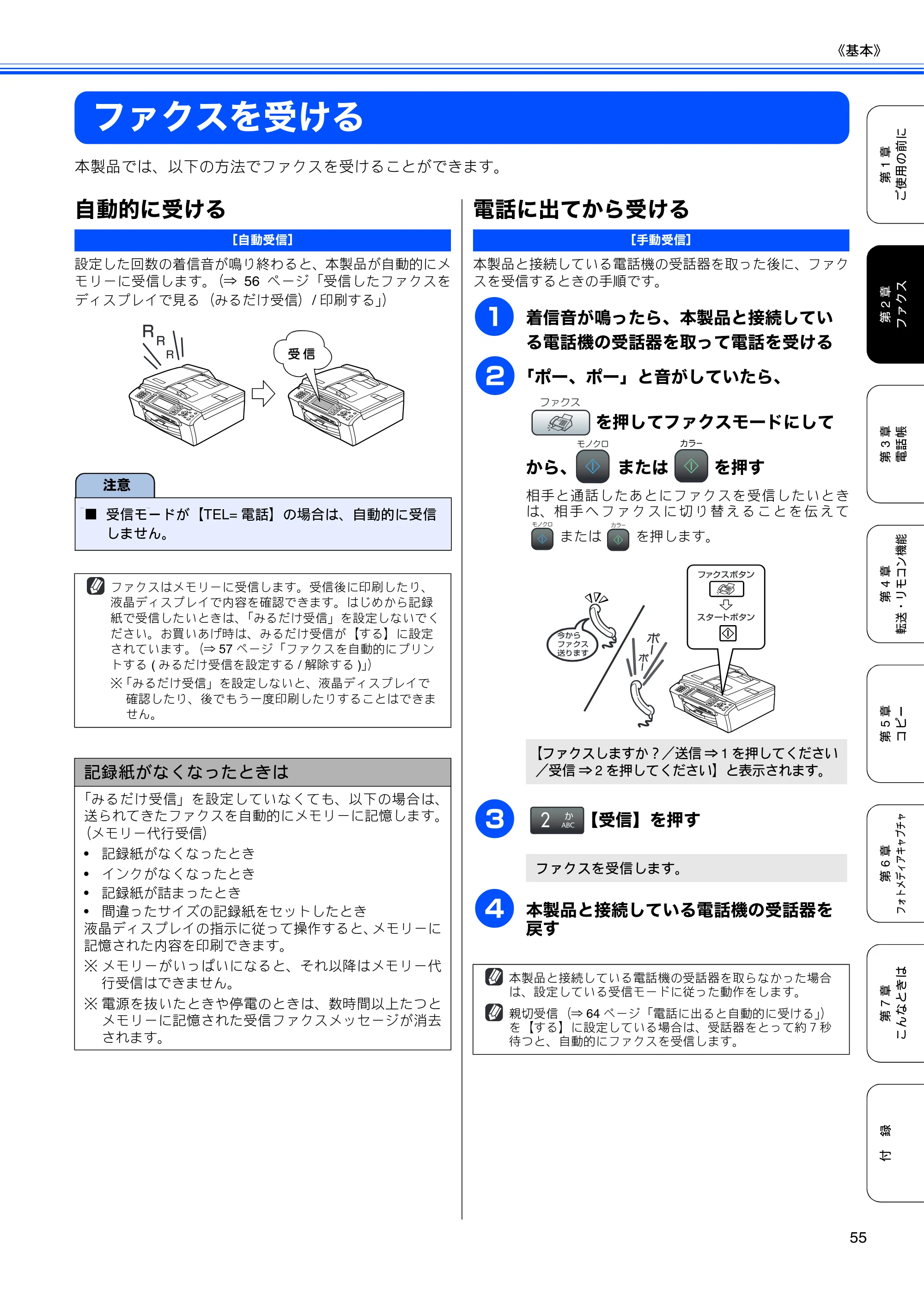 ブラザー MFC-480CN 取扱説明書（本体） — ファクスを受ける — 原本ページ — 57ページ