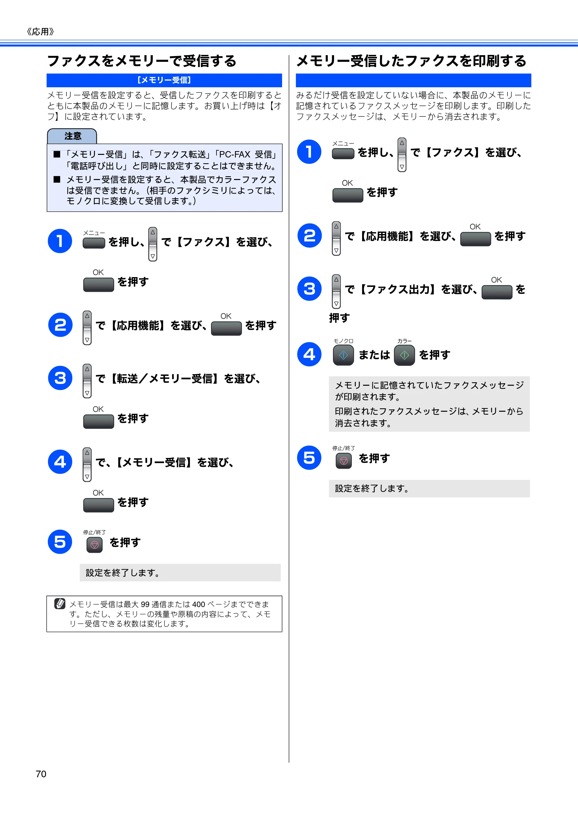 ブラザー MFC-480CN 取扱説明書（本体） — ファクスをメモリーで受信する — 原本ページ — 72ページ