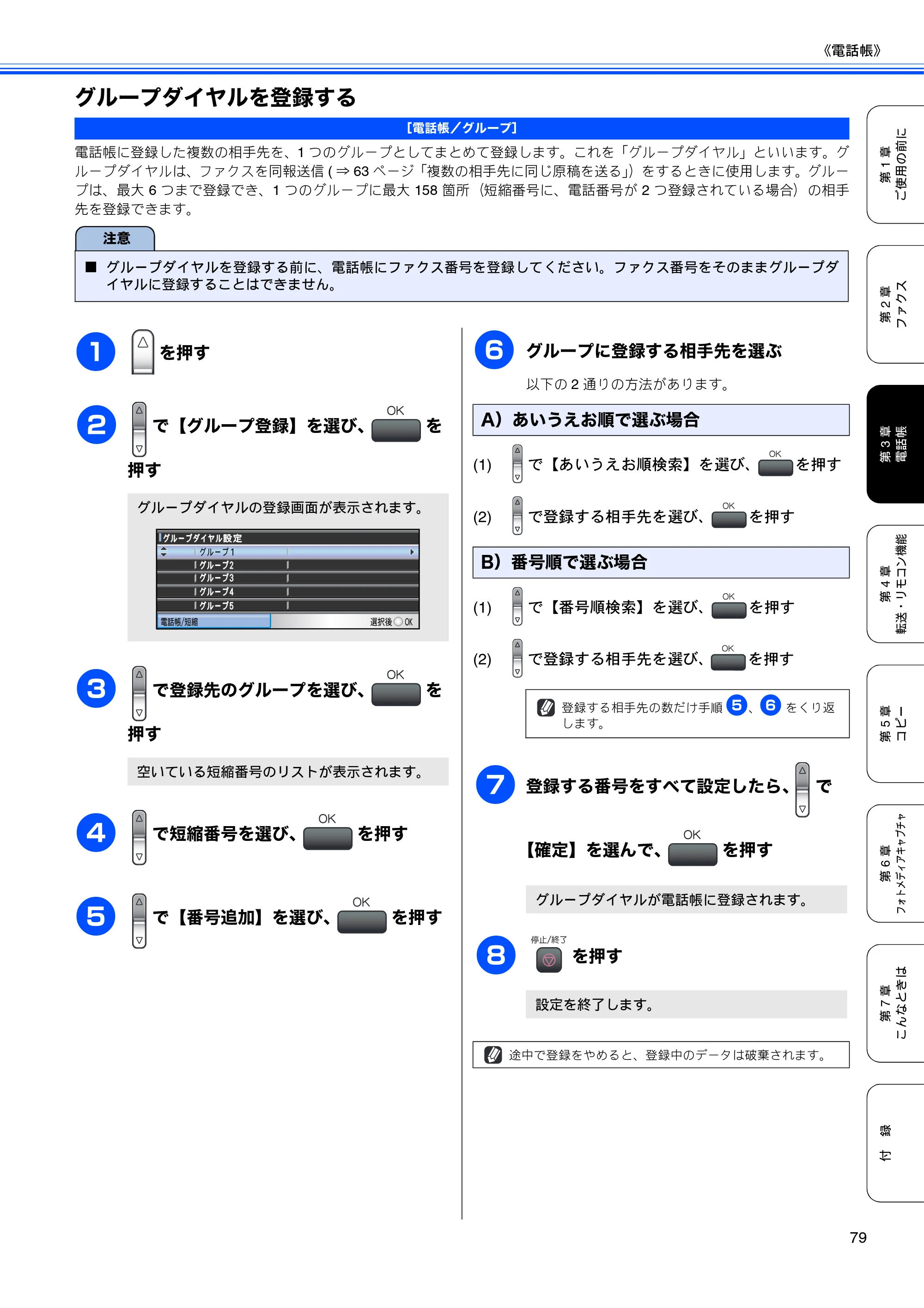 ブラザー MFC-480CN 取扱説明書（本体） — グループダイヤルを登録する — 原本ページ — 81ページ