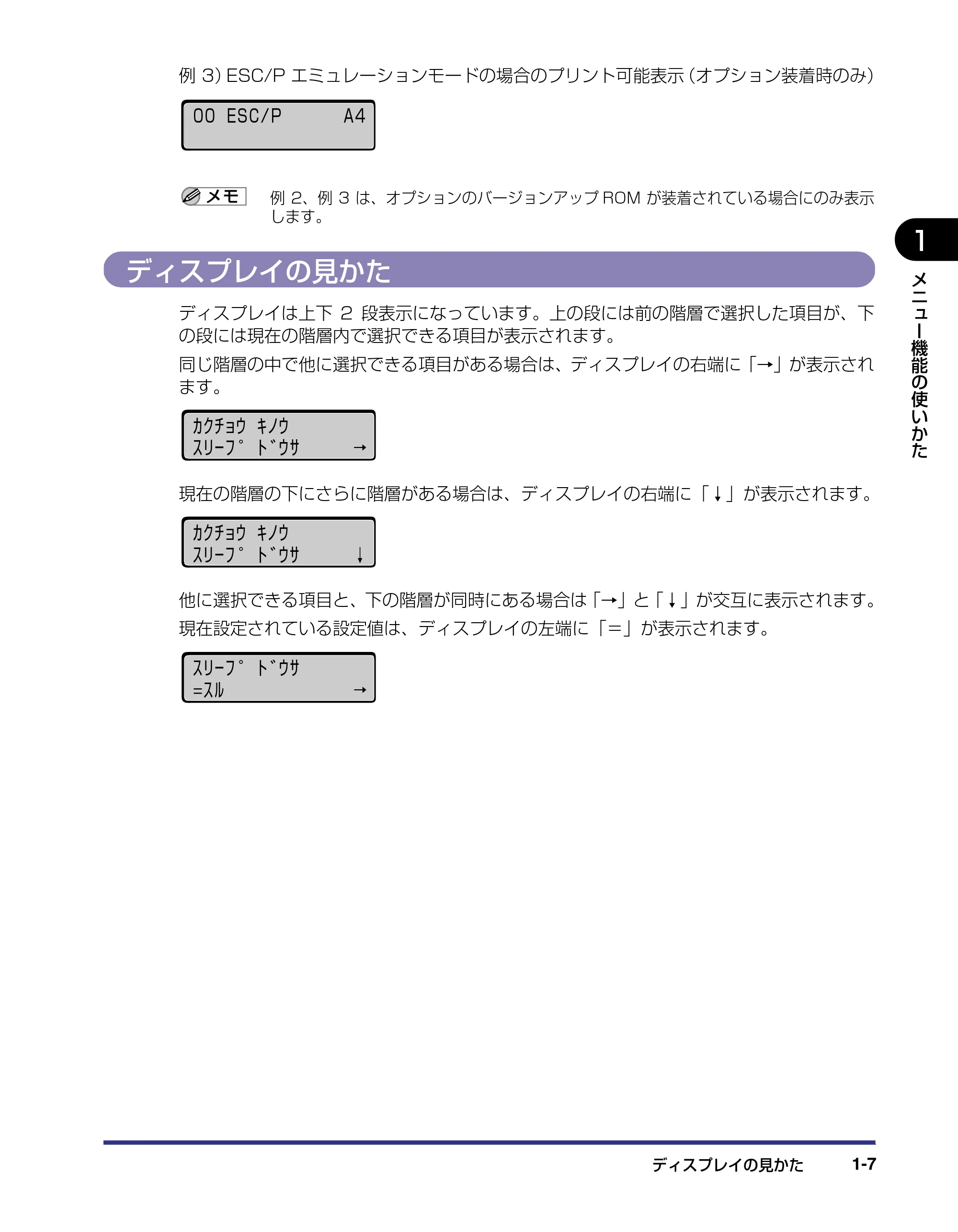 キヤノン LBP-2510 LIPS機能ガイド (PDF形式/1.87Mバイト) — ディスプレイの見かた — 原本ページ — 21ページ