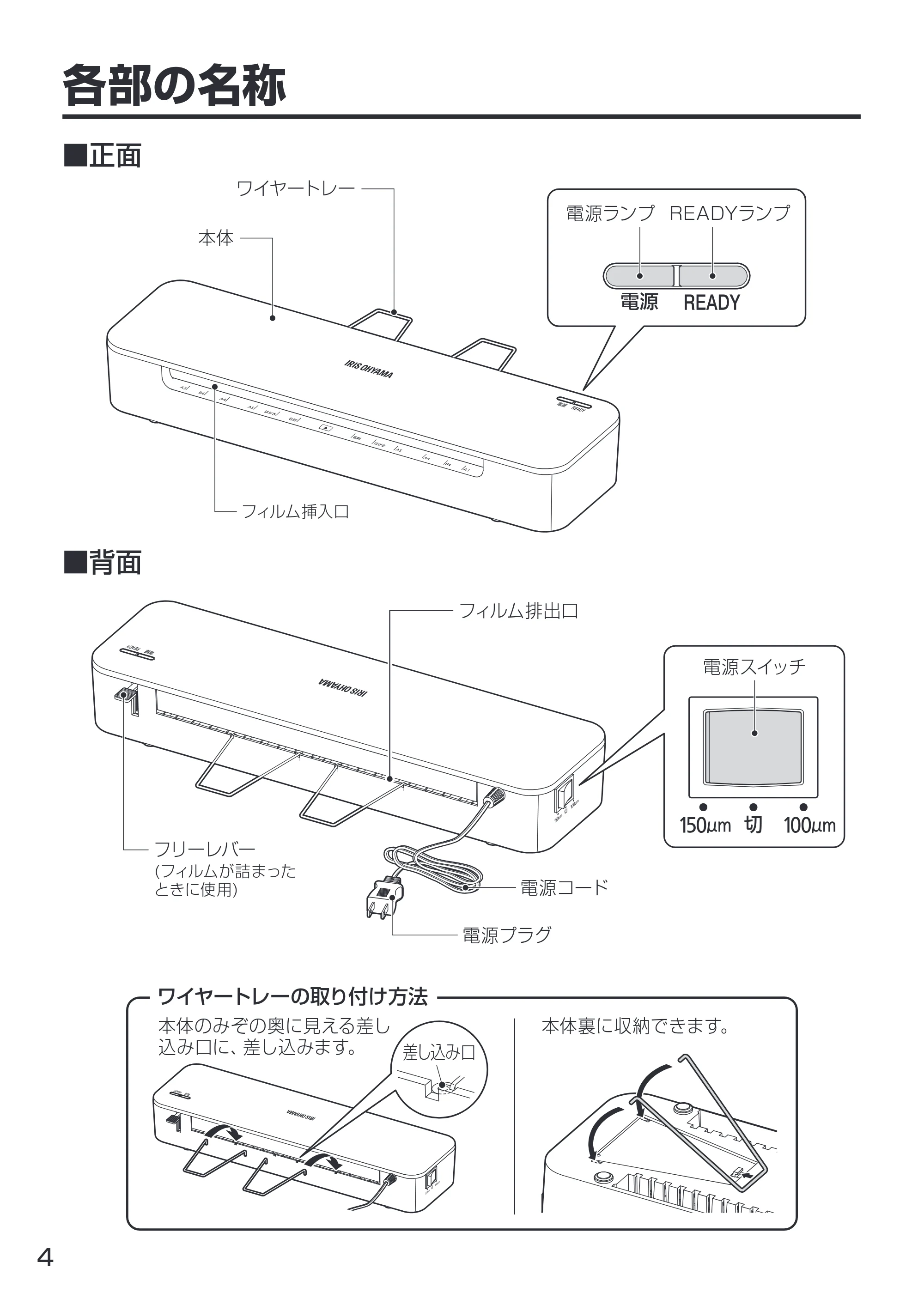アイリスオーヤマ HSL-A32 取扱説明書 — 原本ページ — 4ページ