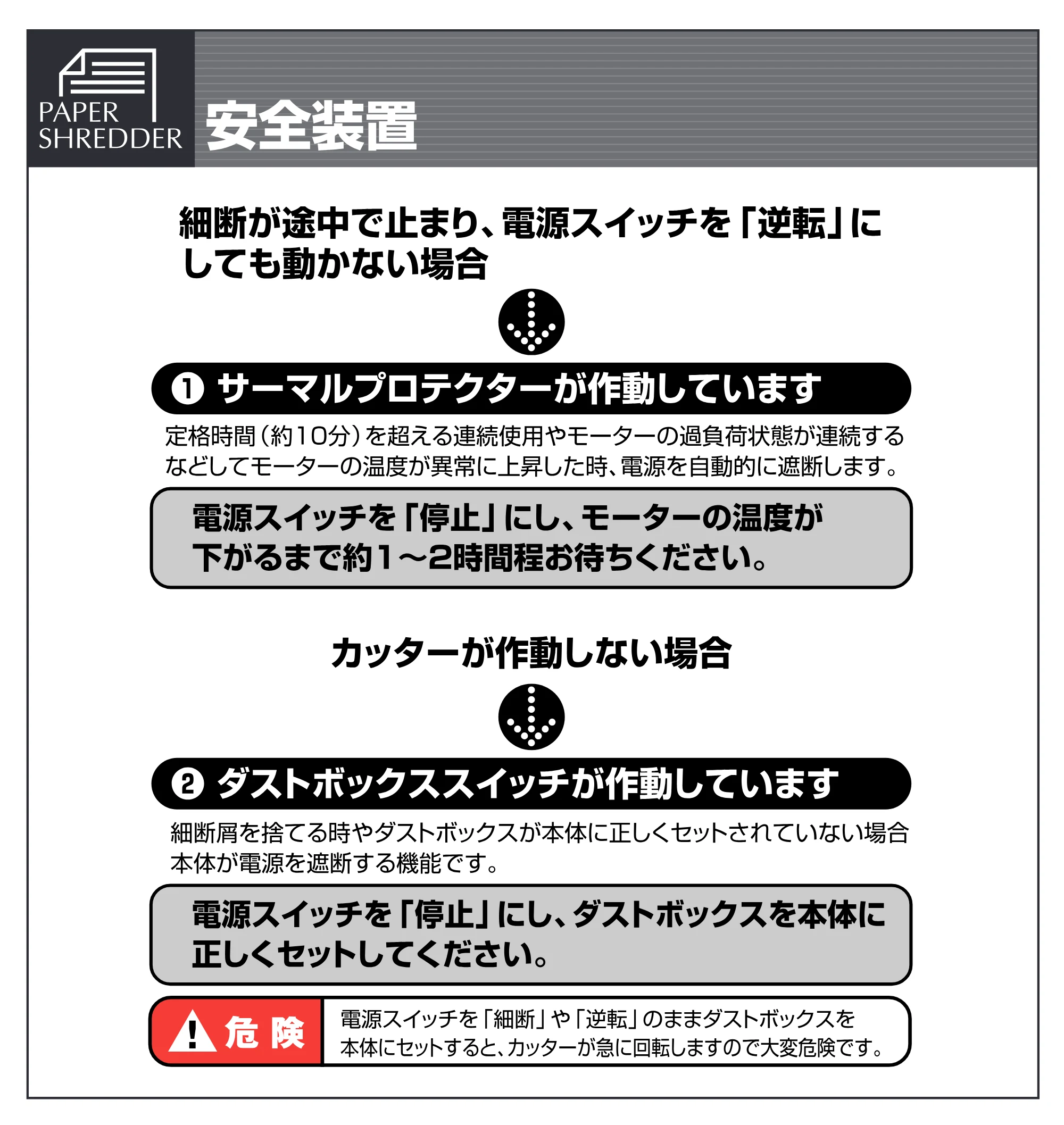 アイリスオーヤマ ペーパーシュレッダー P6H 取扱説明書 — 原本ページ — 5ページ