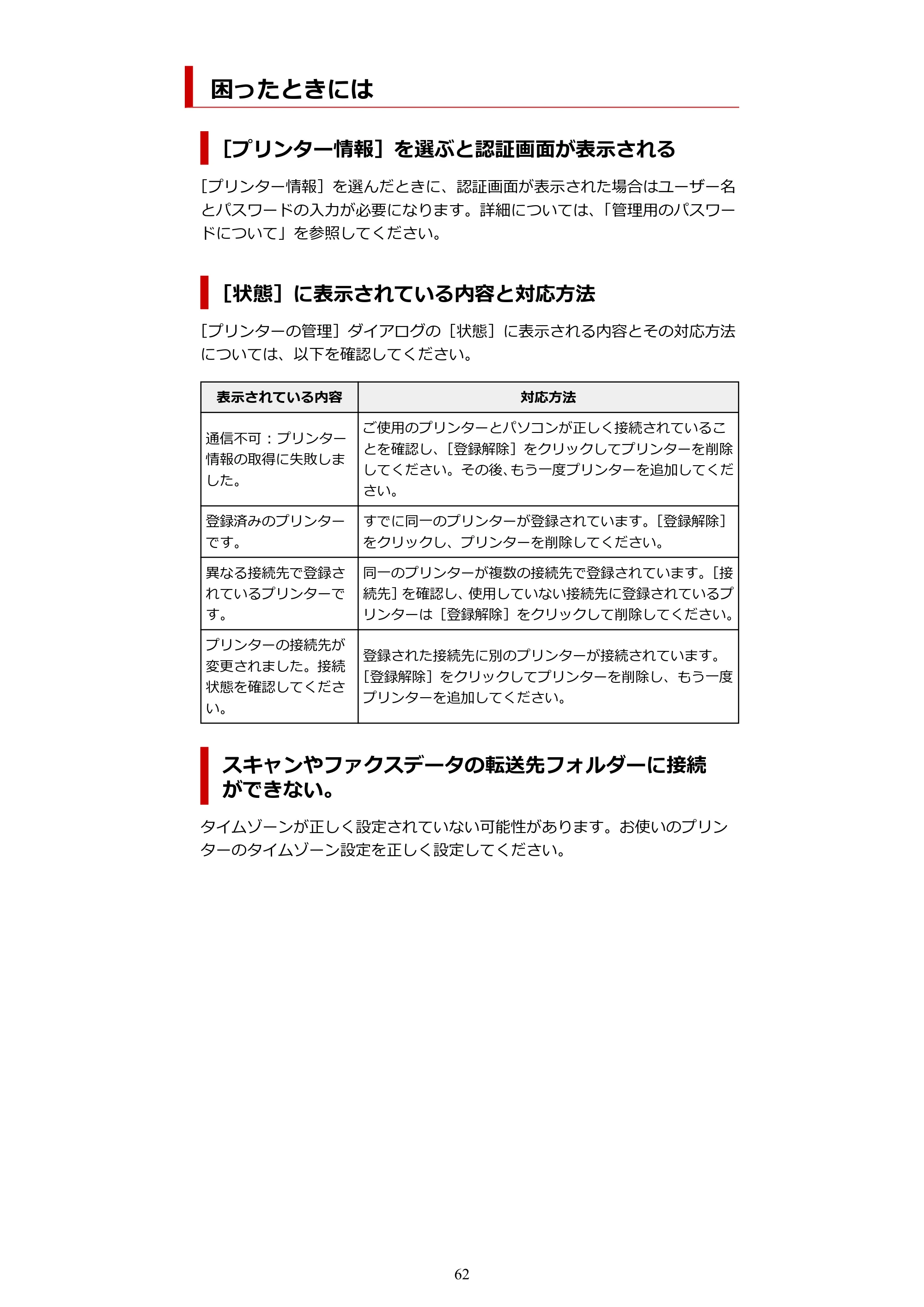 キヤノン PRO-1100 / PRO-6600・PRO-4600・PRO-2600 / TX-4200・TX-3200・TX-2200 Quick Utility Toolbox ガイド(Mac)2024年4月11日掲載(PDF:957KB) — 困ったときには — 原本ページ — 62ページ