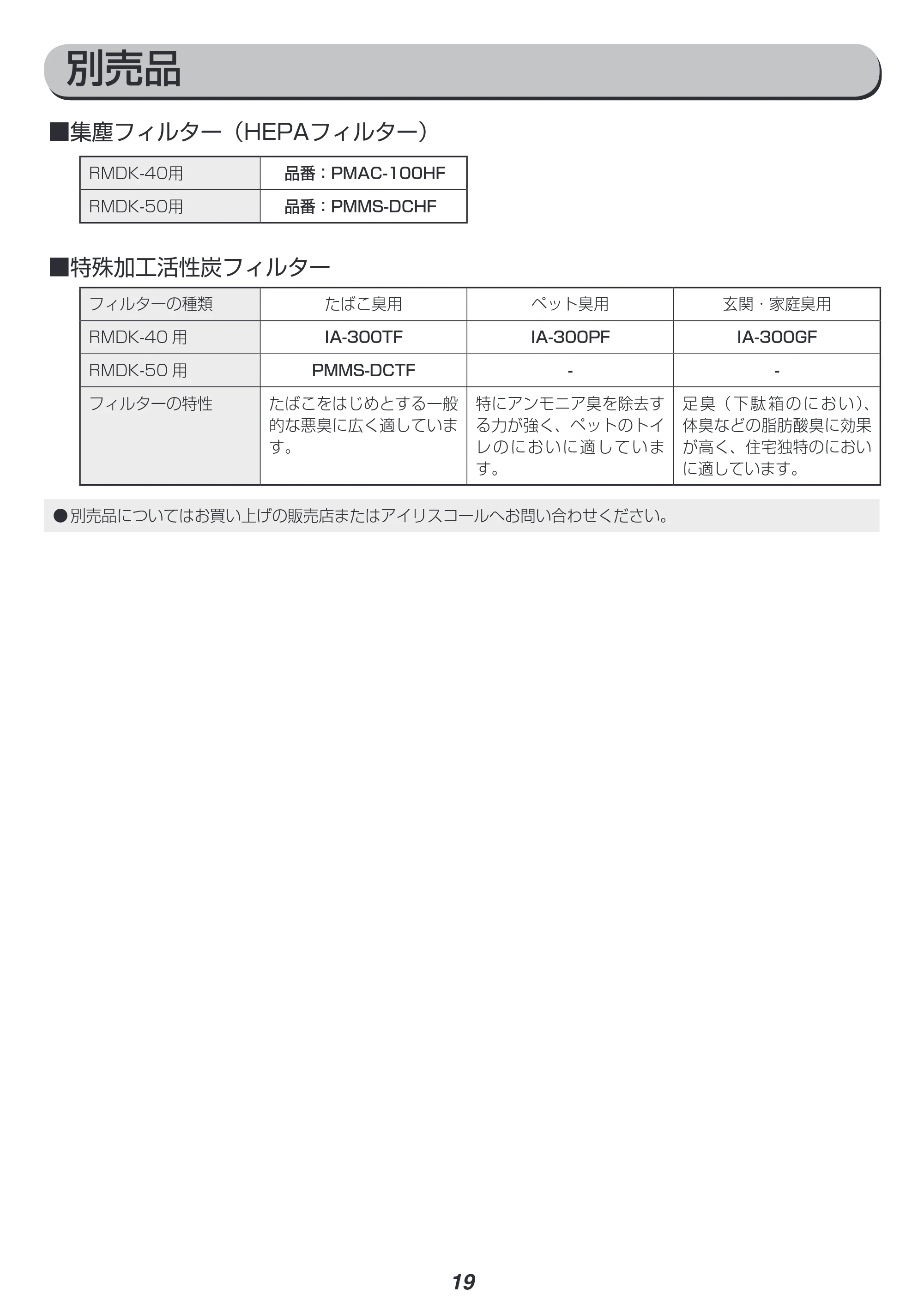 アイリスオーヤマ RMDK-40 取扱説明書 — 原本ページ — 19ページ