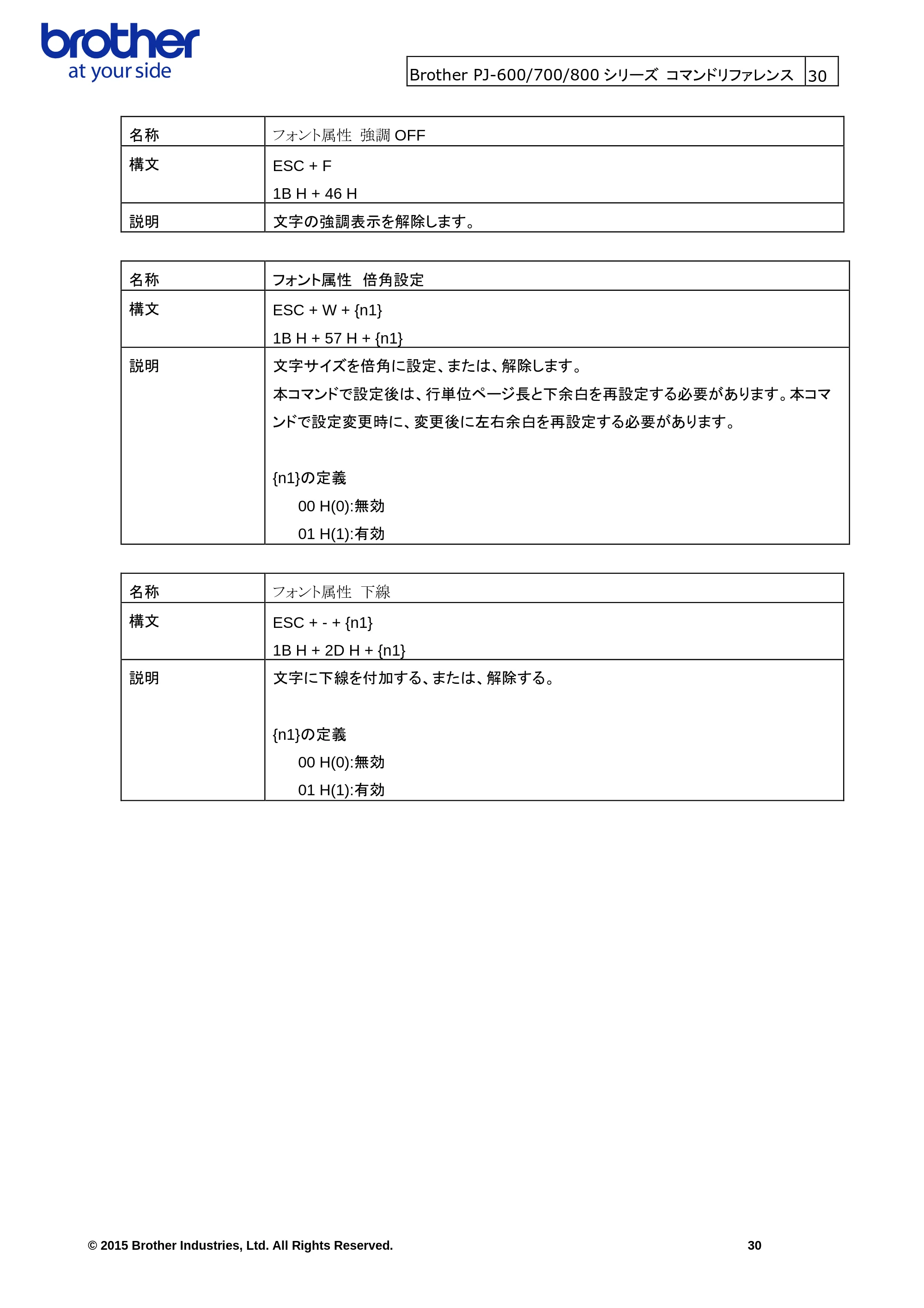 ブラザー PJ-623 / PJ-663 / PJ-673 ラスターコマンドリファレンス — 原本ページ — 33ページ