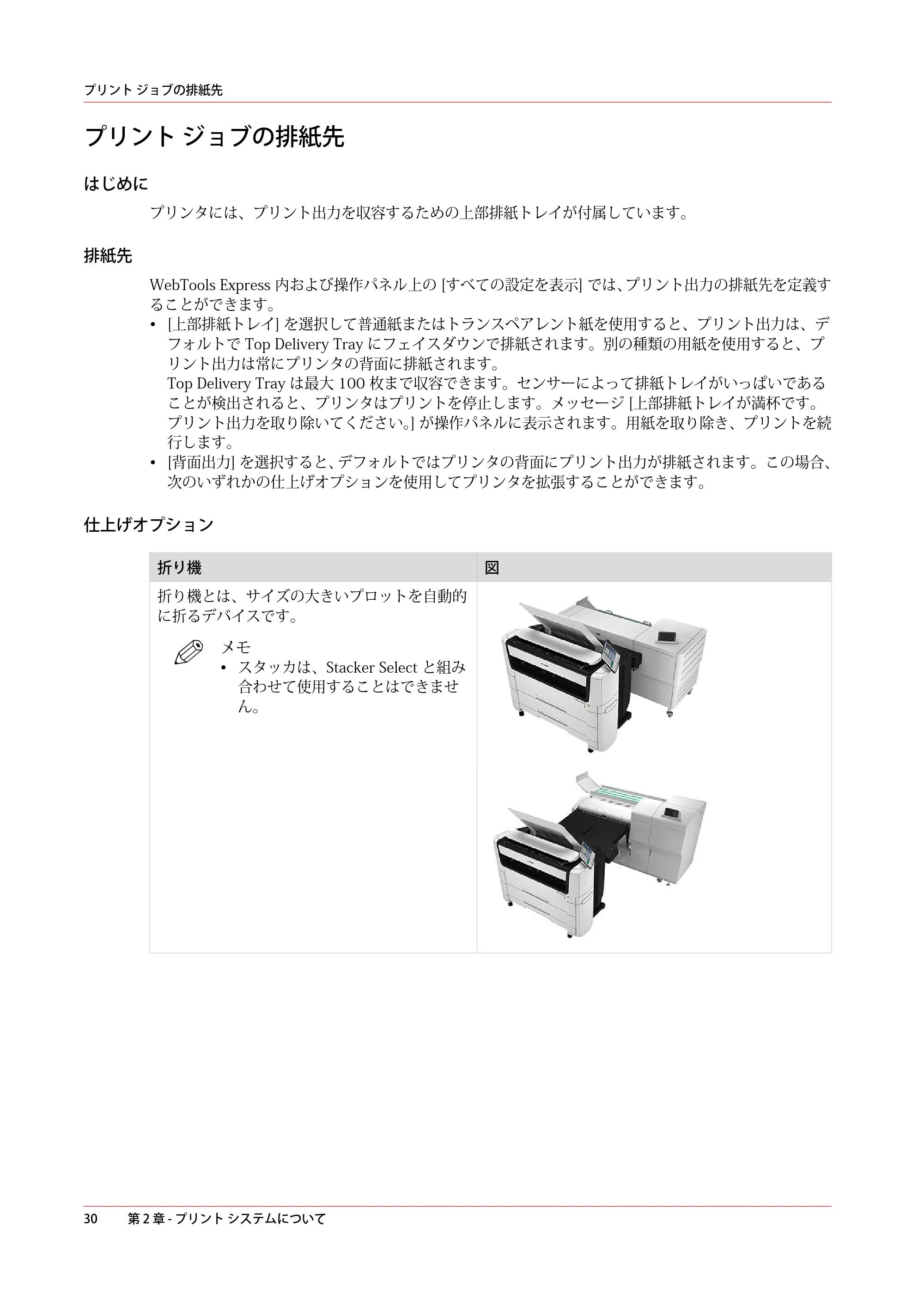 キヤノン PlotWave 5000 操作ガイド 2021年10月2日掲載 （PDF形式／12.48Mバイト） — プリント ジョブの排紙先 — 原本ページ — 30ページ