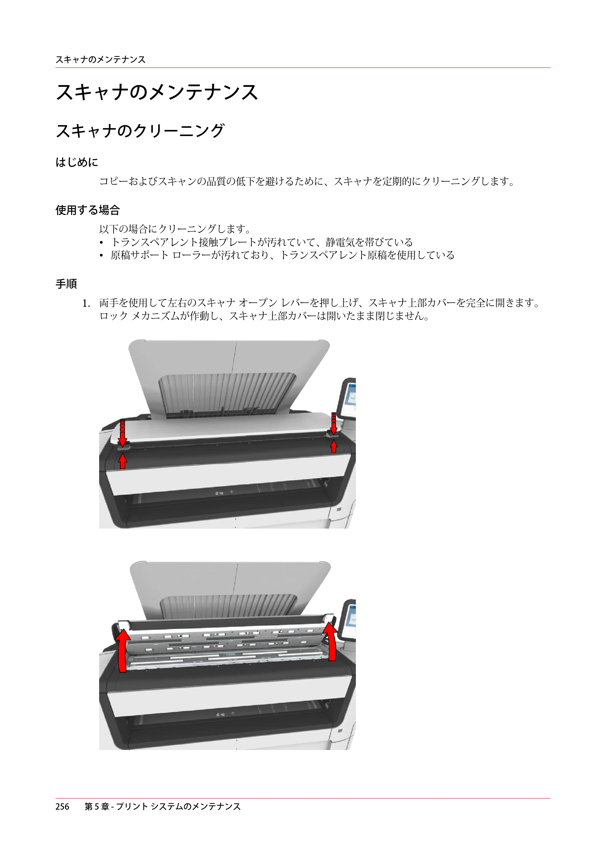 キヤノン PlotWave 5000 操作ガイド 2021年10月2日掲載 （PDF形式／12.48Mバイト） — スキャナのメンテナンス — 原本ページ — 256ページ