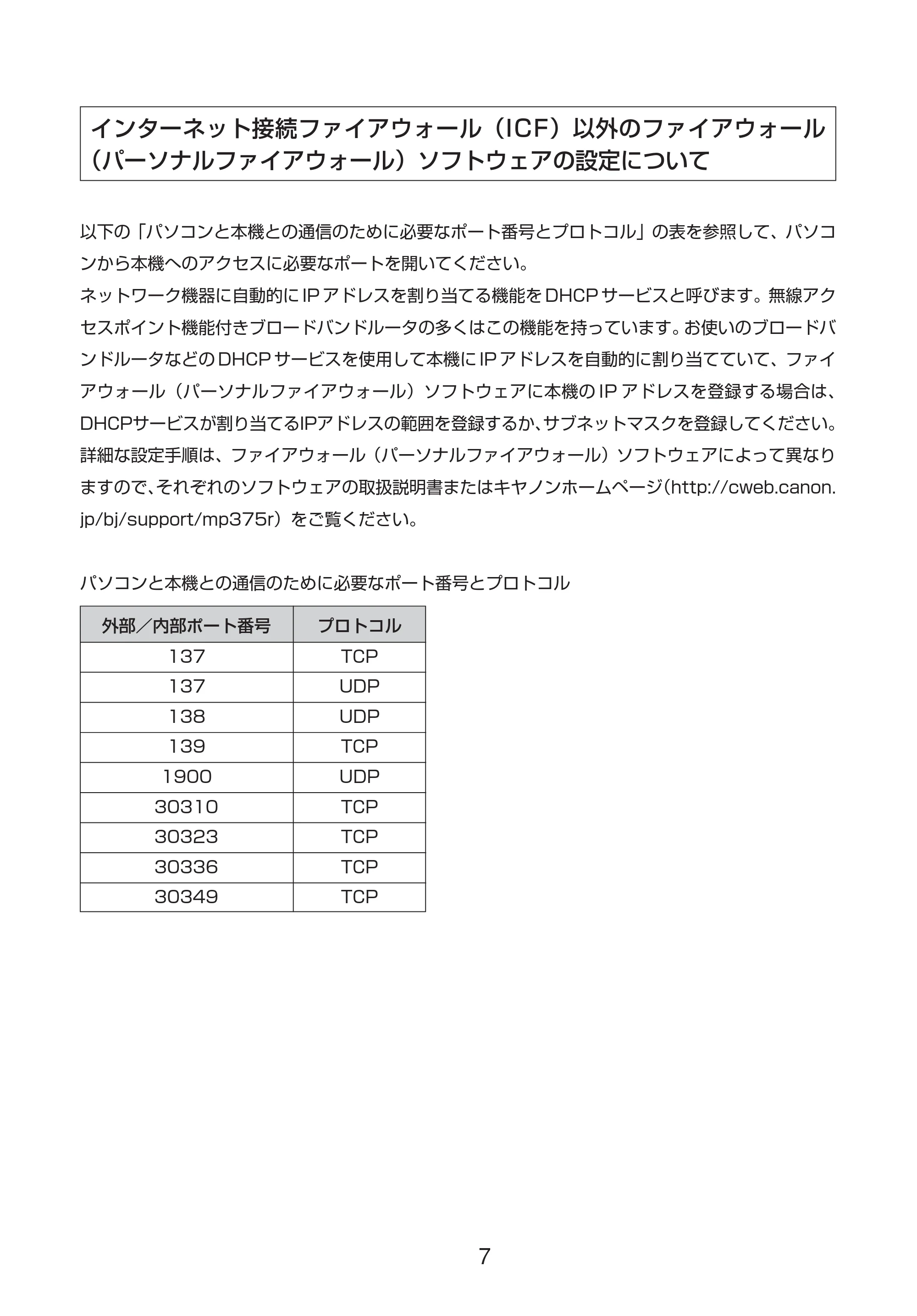 キヤノン PIXUS MP375R 無線LANでお使いいただくために （PDF形式／0.36Mバイト） — 原本ページ — 7ページ