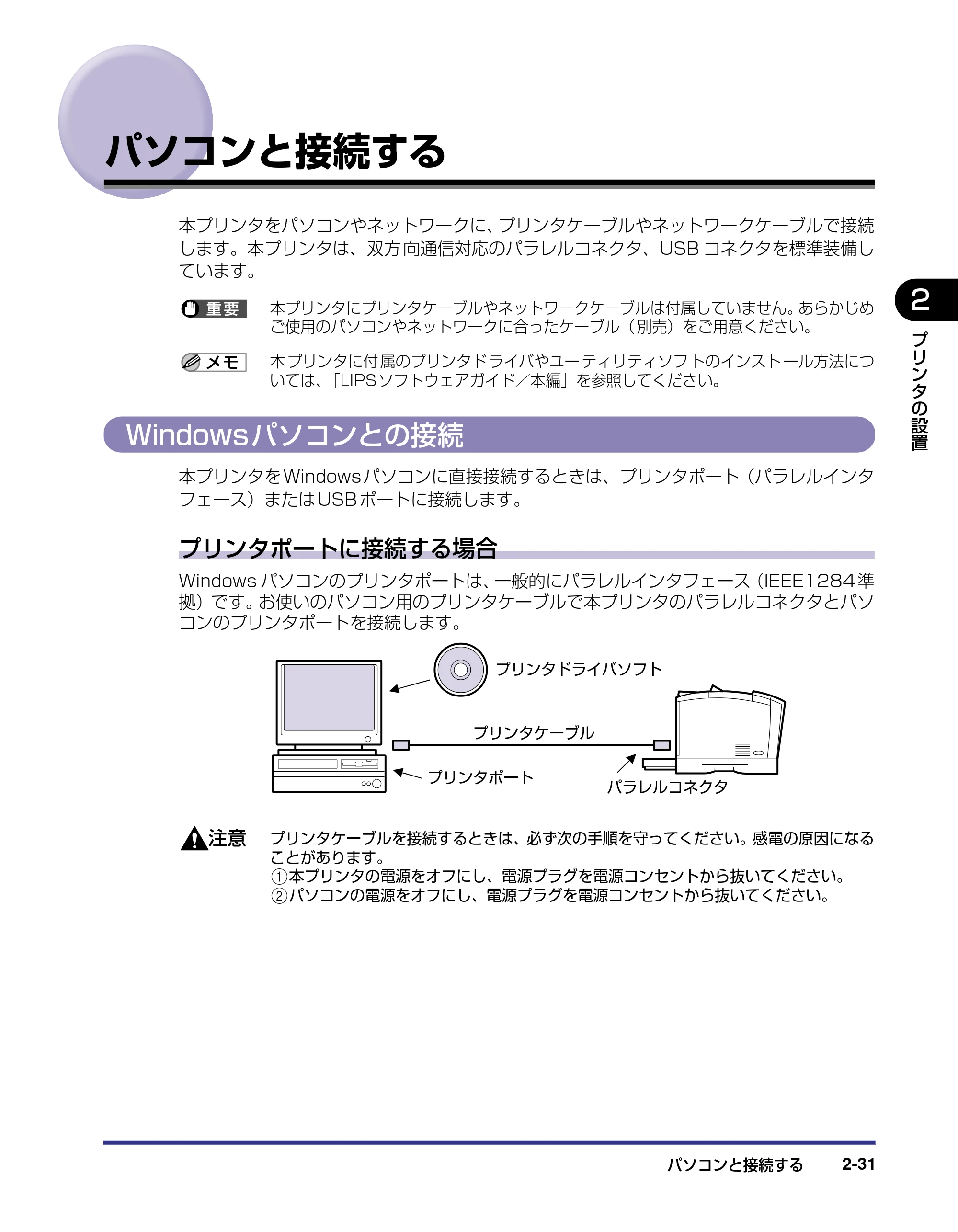 キヤノン LBP-1420 設置ガイド 2006年5月25日更新 （PDF形式／2.3Mバイト） — パソコンと接続する — 原本ページ — 57ページ
