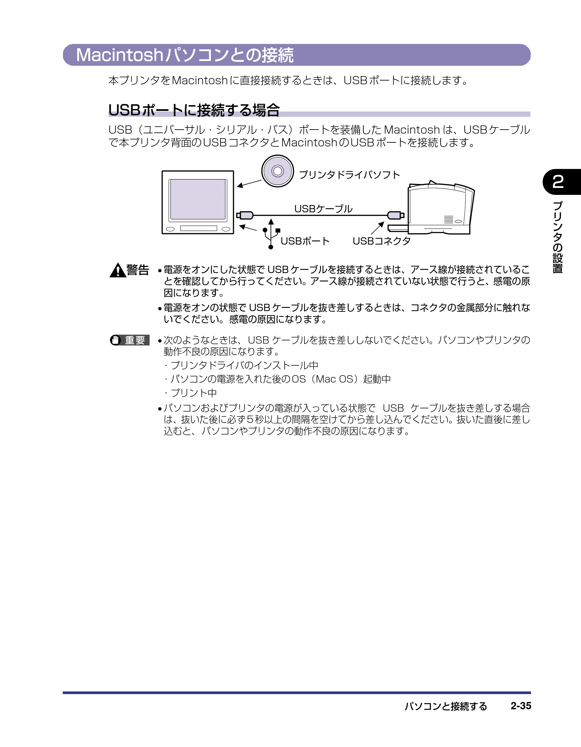 キヤノン LBP-1420 設置ガイド 2006年5月25日更新 （PDF形式／2.3Mバイト） — Macintoshパソコンとの接続 — 原本ページ — 61ページ