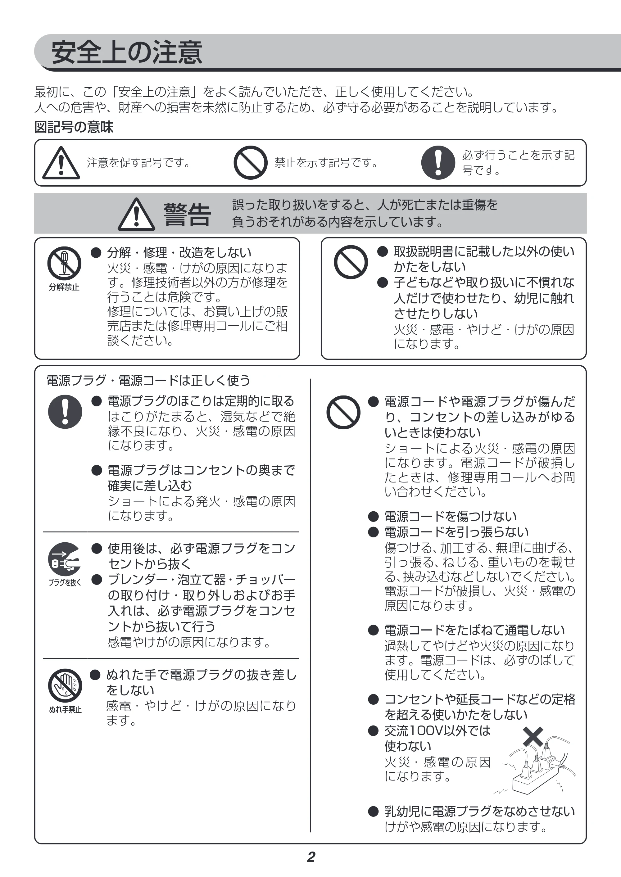 アイリスオーヤマ IHB-SC502 取扱説明書 — 原本ページ — 2ページ