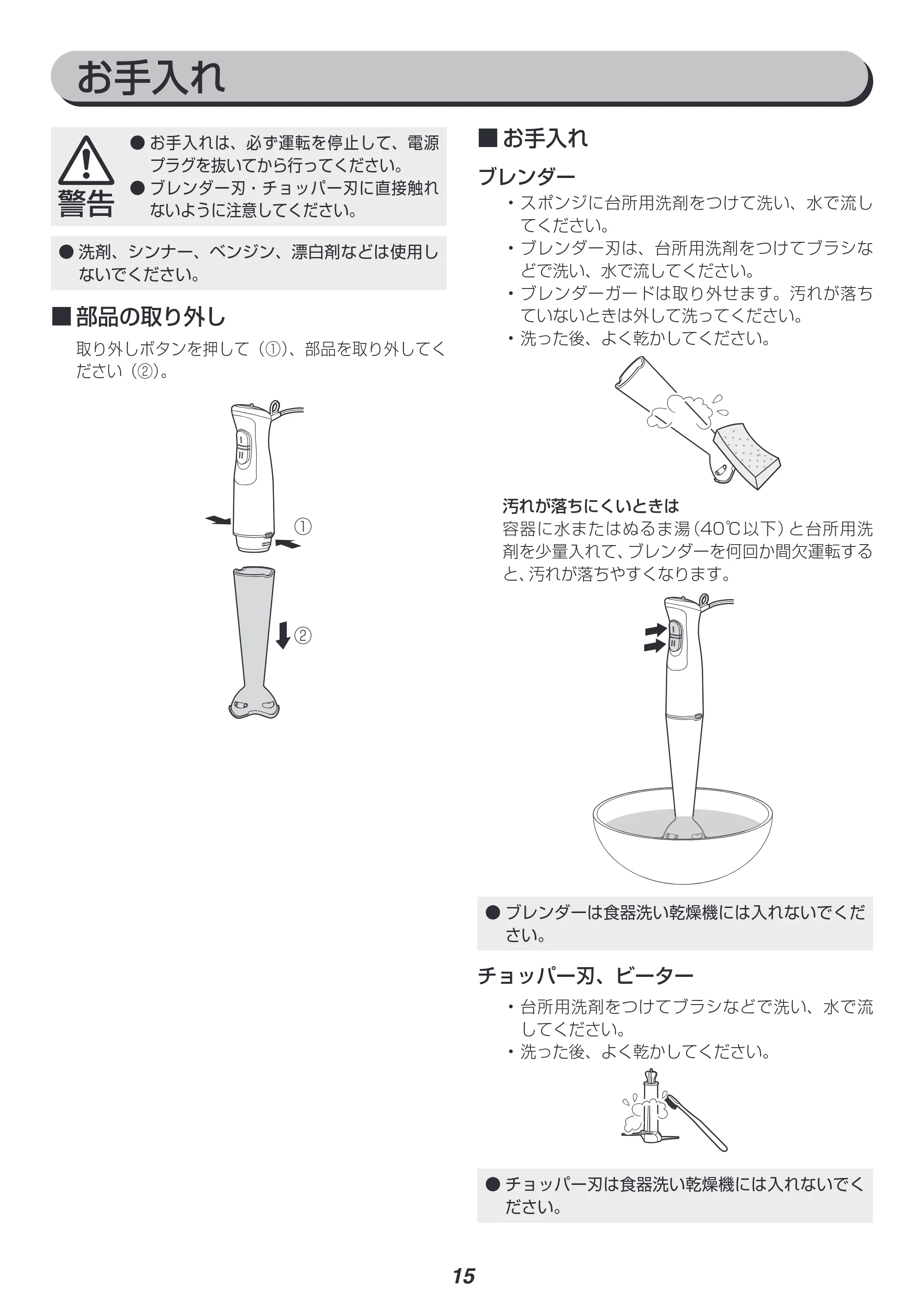 アイリスオーヤマ IHB-SC502 取扱説明書 — 原本ページ — 15ページ